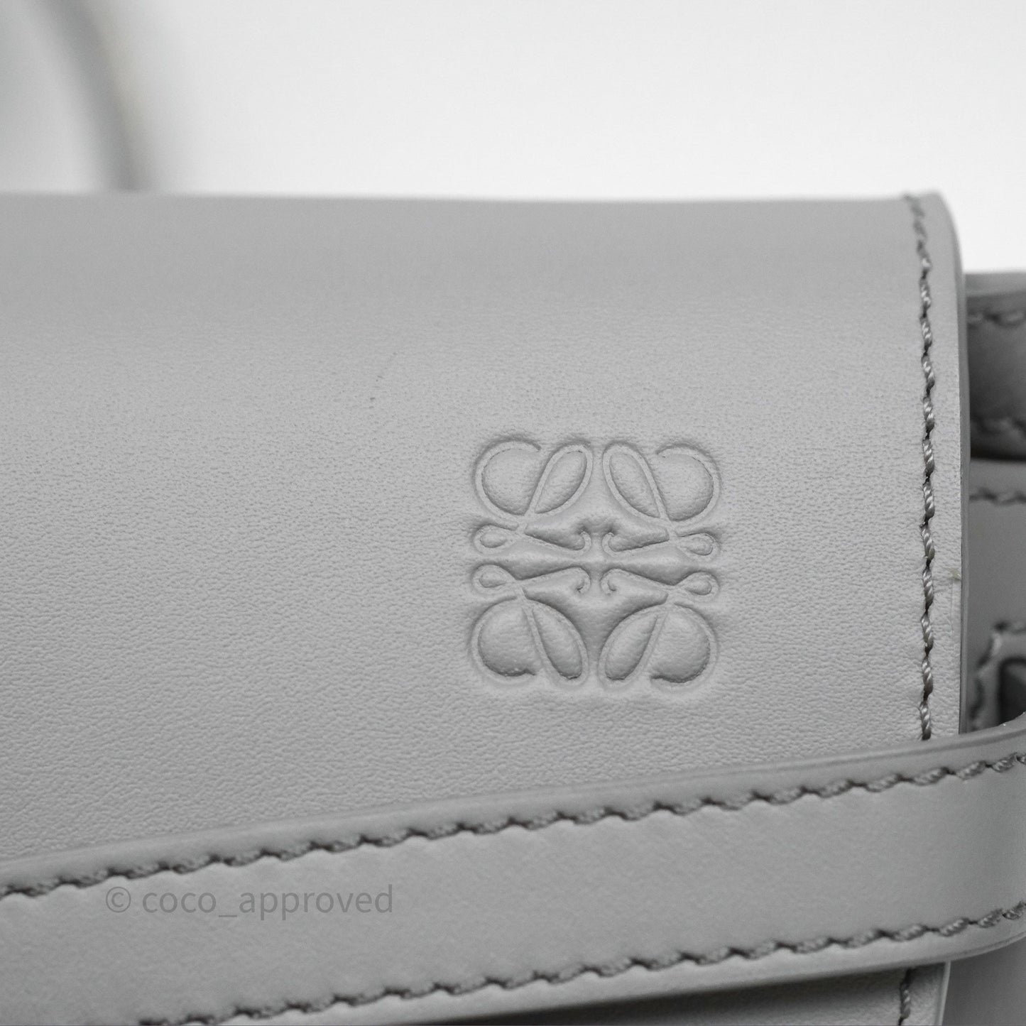 Loewe Mini Gate Dual Bag in Soft Calfskin & Jacquard Strap Light Grey