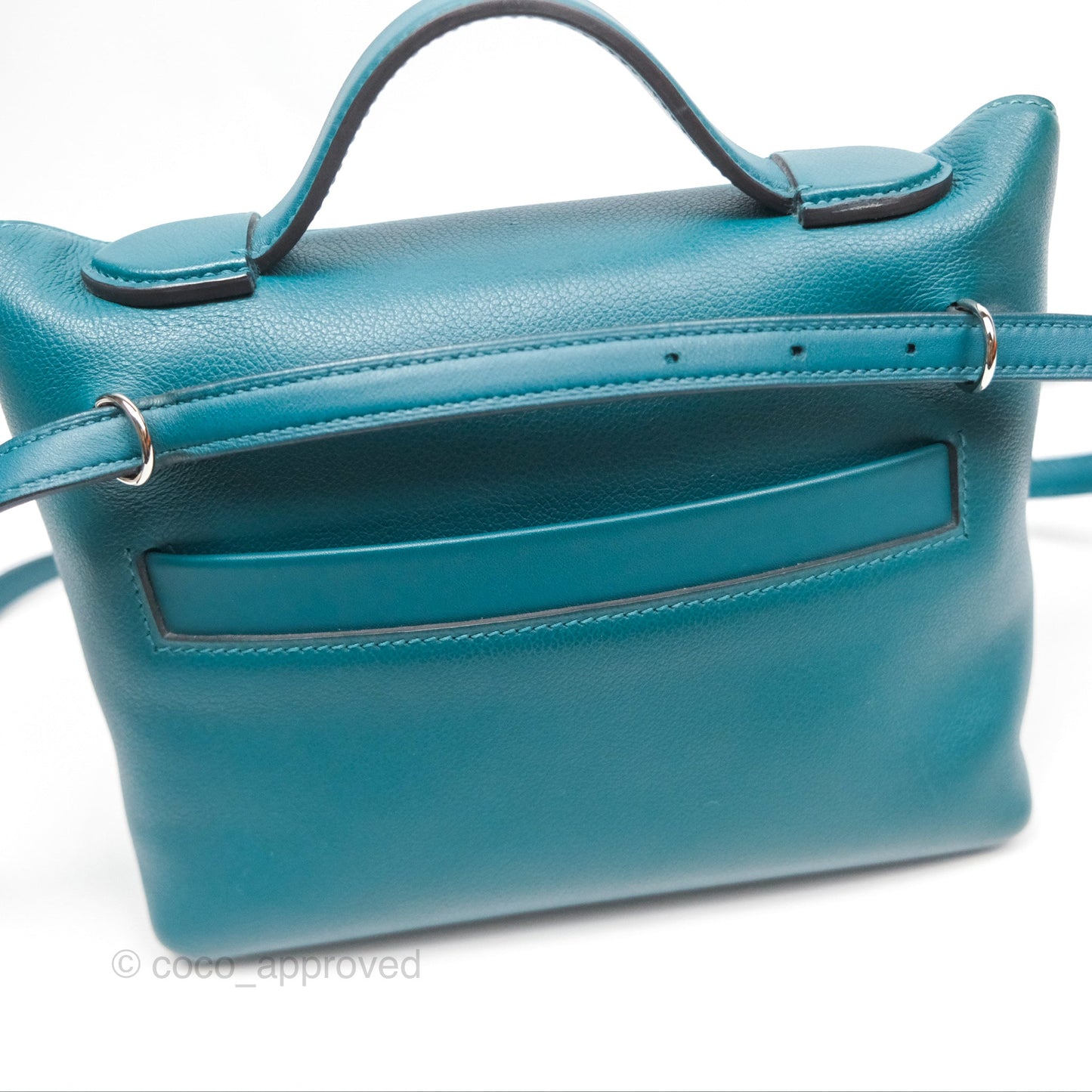 Hermès 24/24 21 Mini Vert Bosphore Evercolor Swift Palladium Hardware