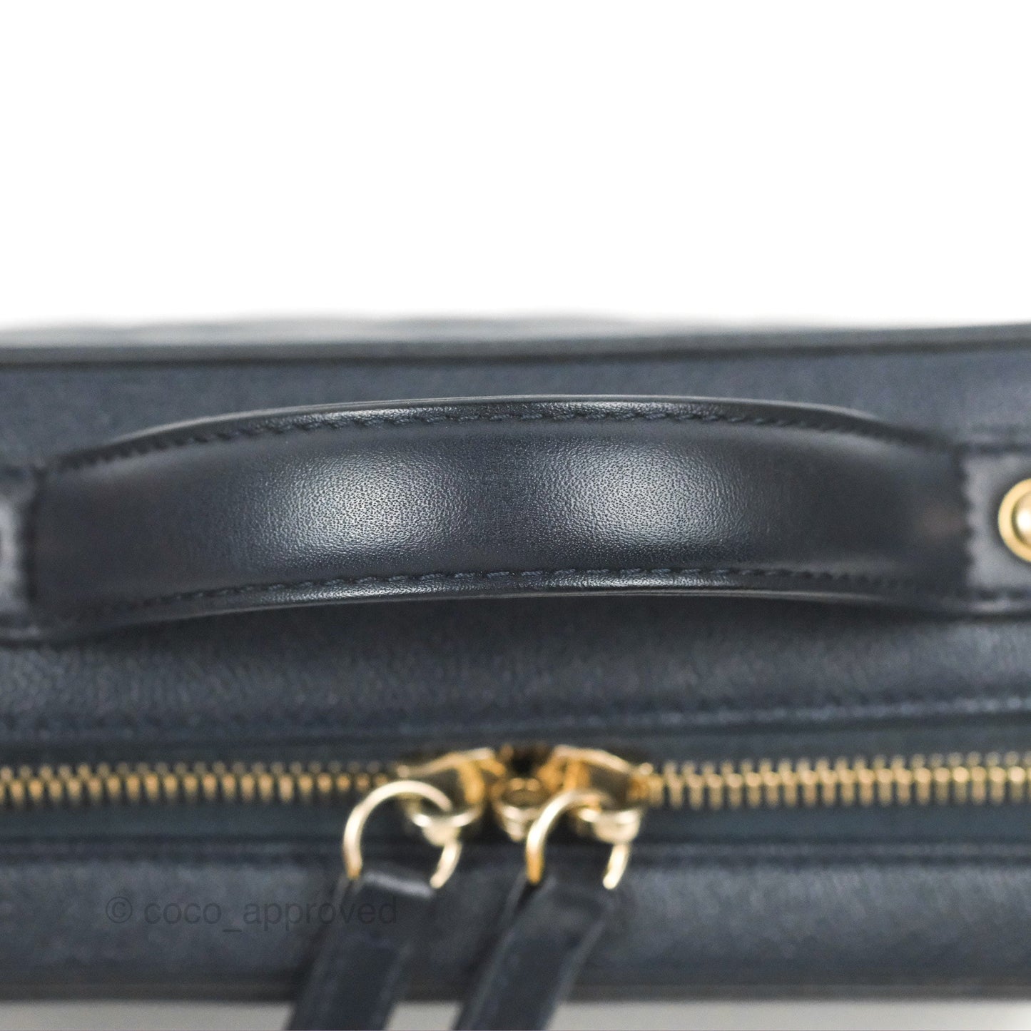 Chanel Quilted Medium CC Filigree Vanity Case Dark Navy Caviar Gold Hardware