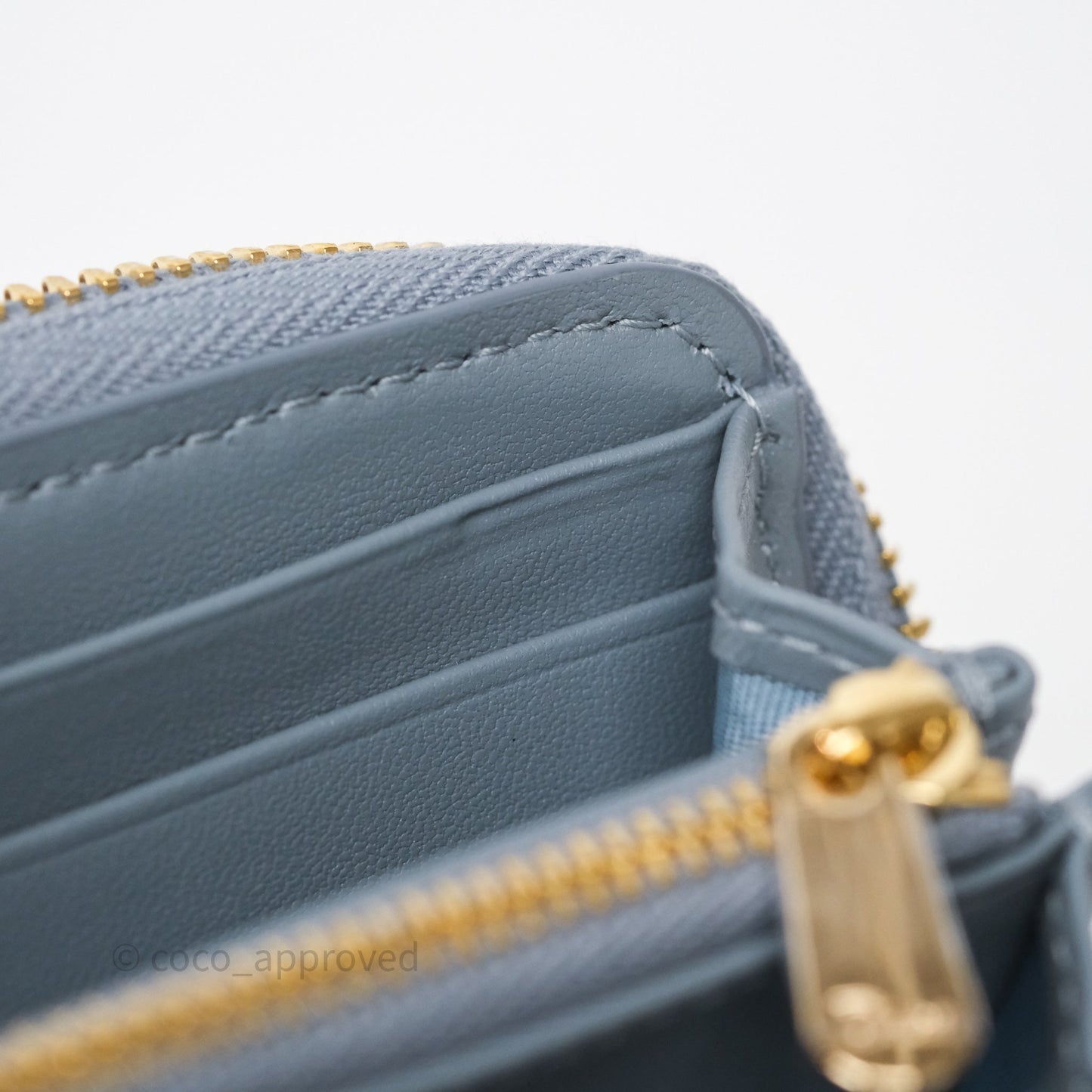 Dior Small Lady Dior Voyageur Coin Purse Cloud Blue Lambskin Cannage