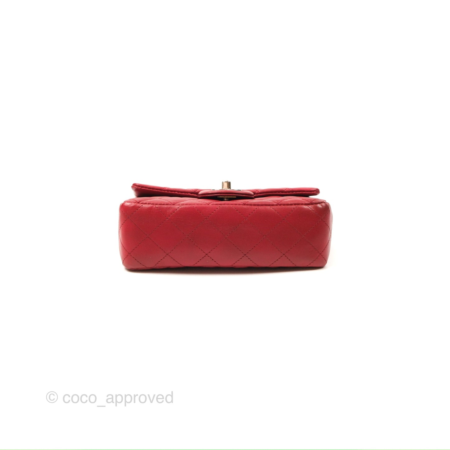 Chanel Quilted Mini Rectangular Flap Red Lambskin Silver Hardware