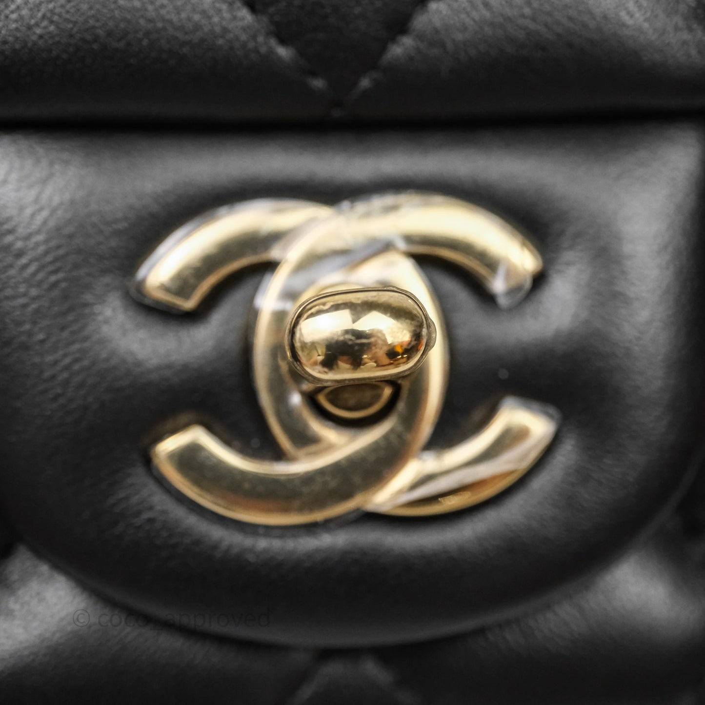 Chanel Mini Square Quilted Black Lambskin Gold Hardware