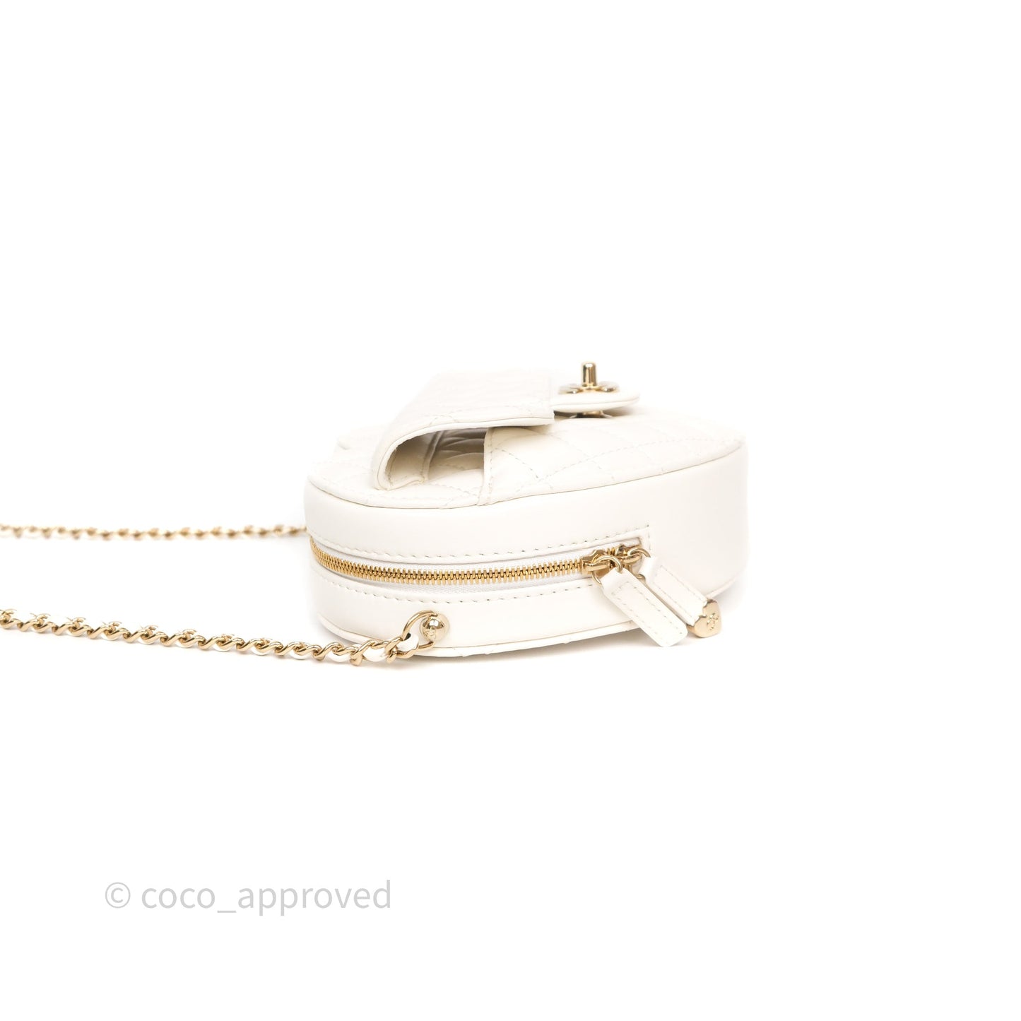 Chanel Large Heart Bag White Lambskin Gold Hardware