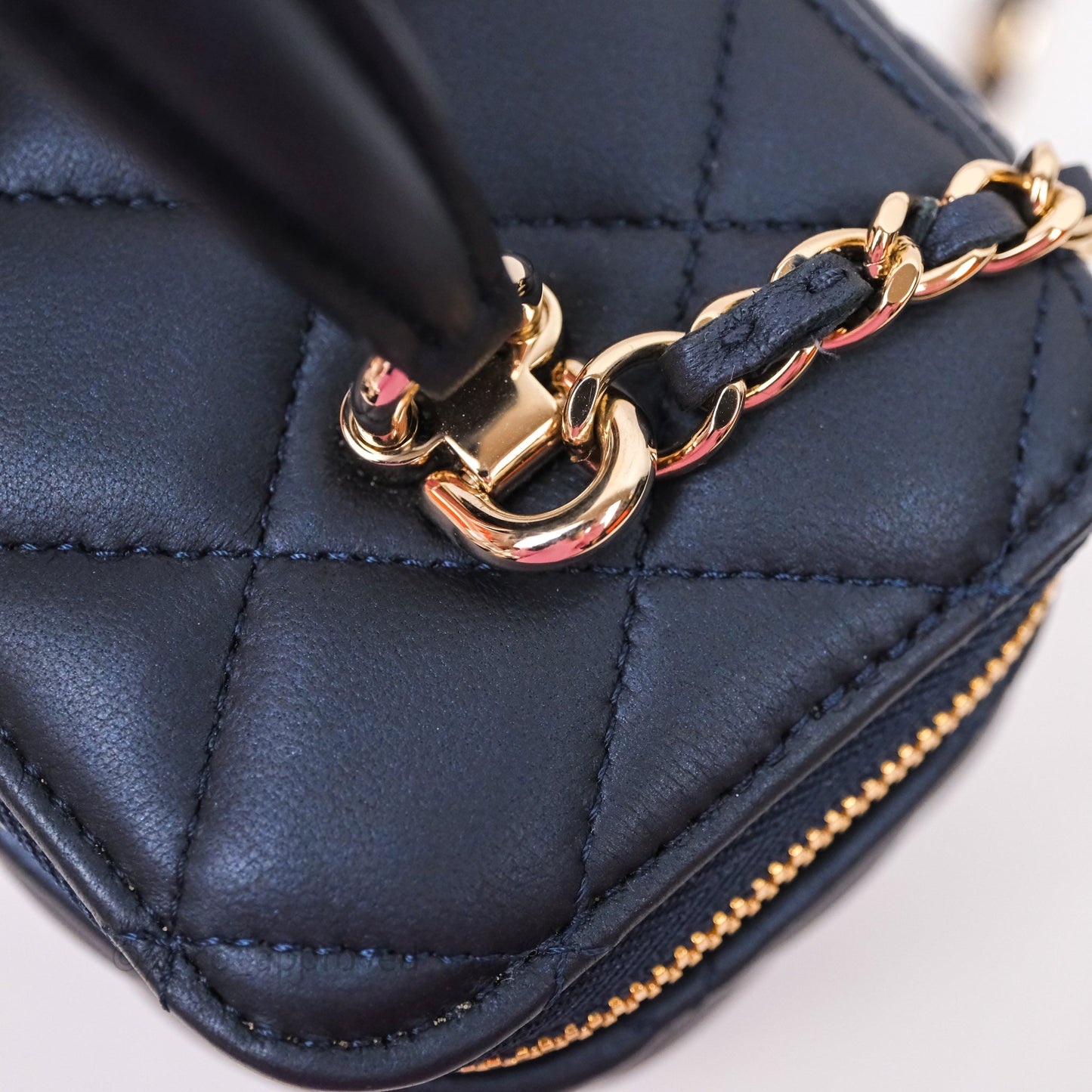 Chanel Top Handle Vanity Irdescent Navy Lambskin Gold Hardware
