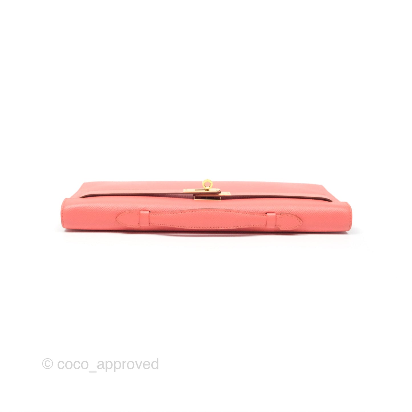 Hermes Kelly Cut Clutch Pochette Flamingo Epsom Gold Hardware