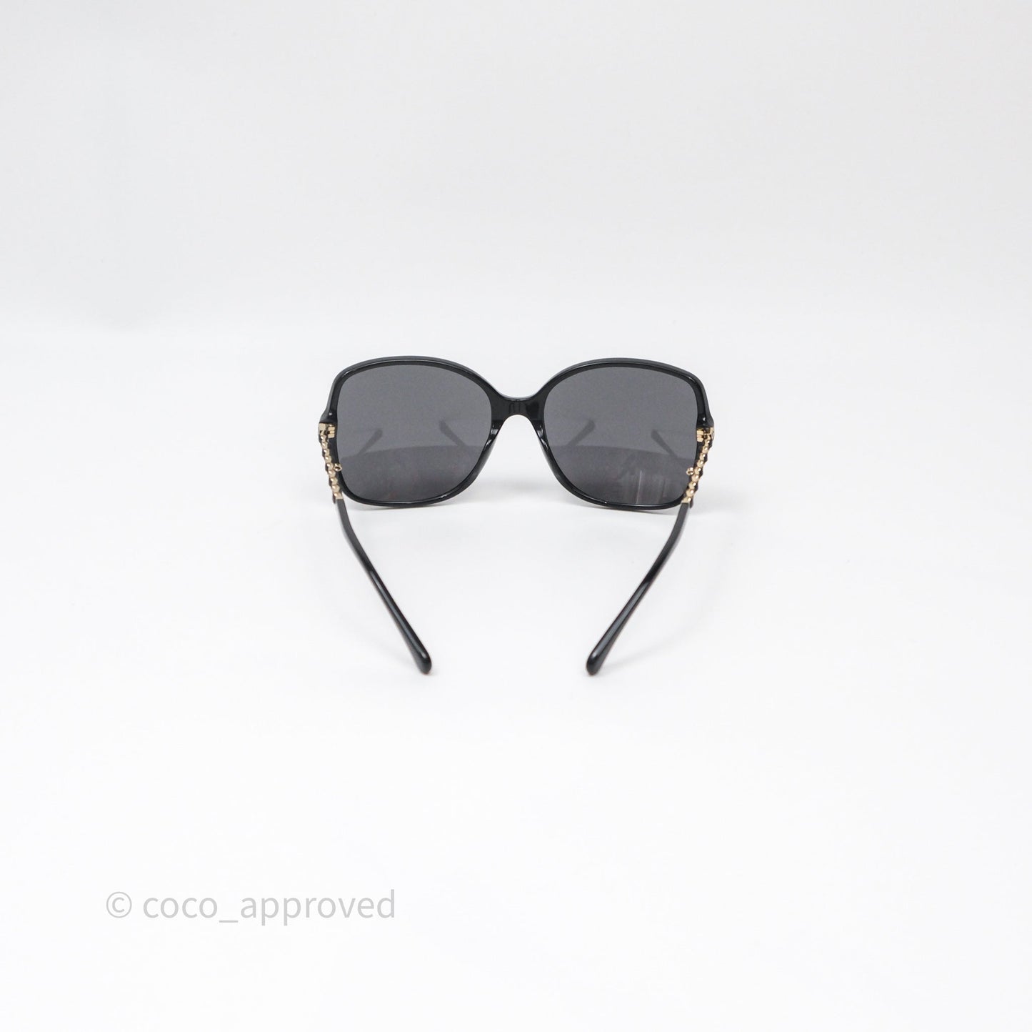 Chanel CC Chain-Link Square Sunglasses Black