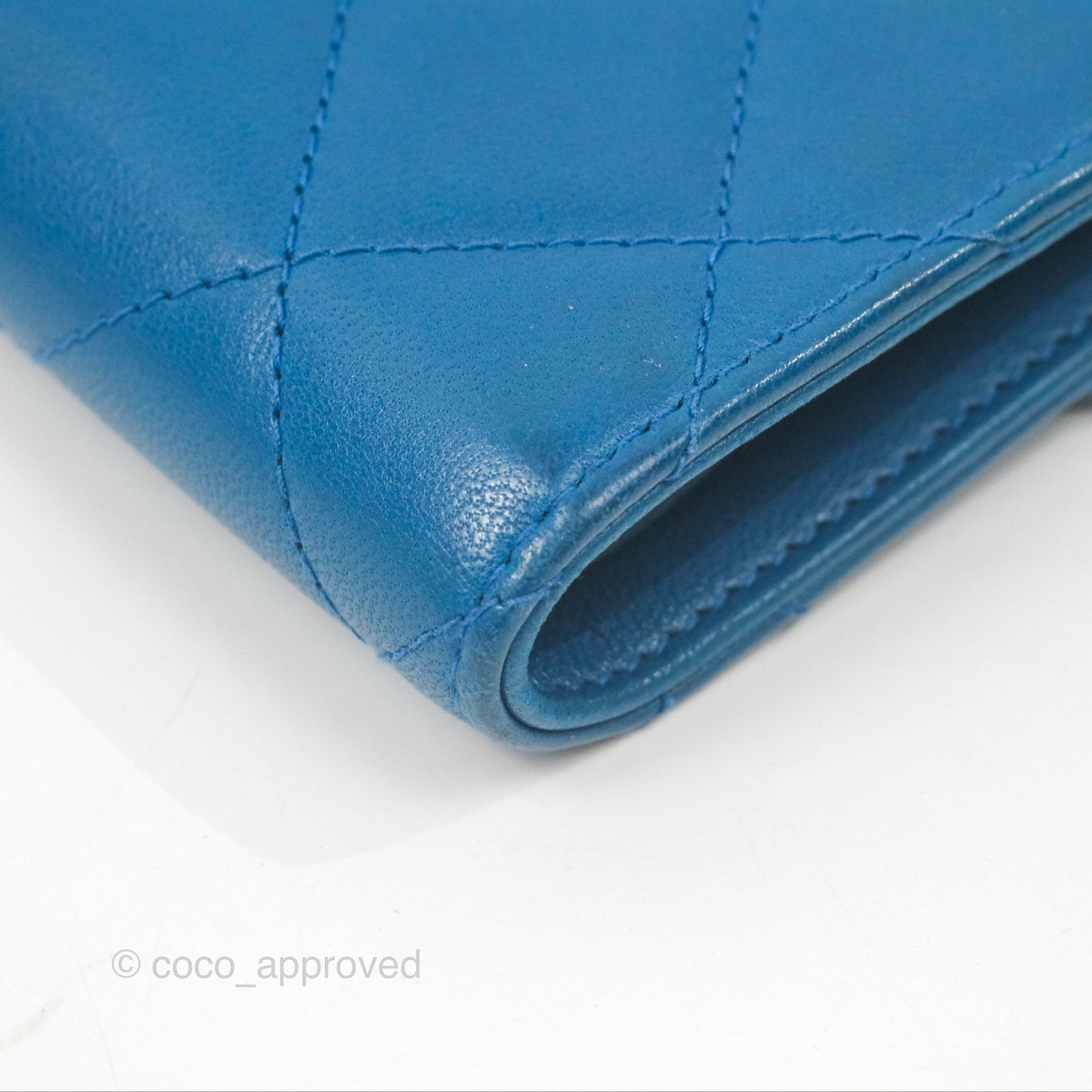 Chanel Classic Short Flap Wallet Blue Lambskin Gold Hardware