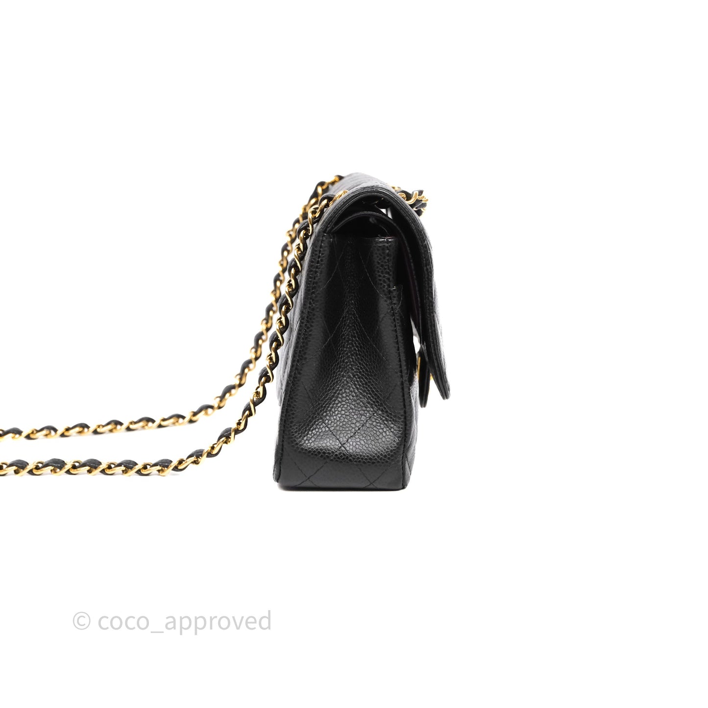 Chanel Classic M/L Medium Flap Quilted Black Caviar Gold Hardware
