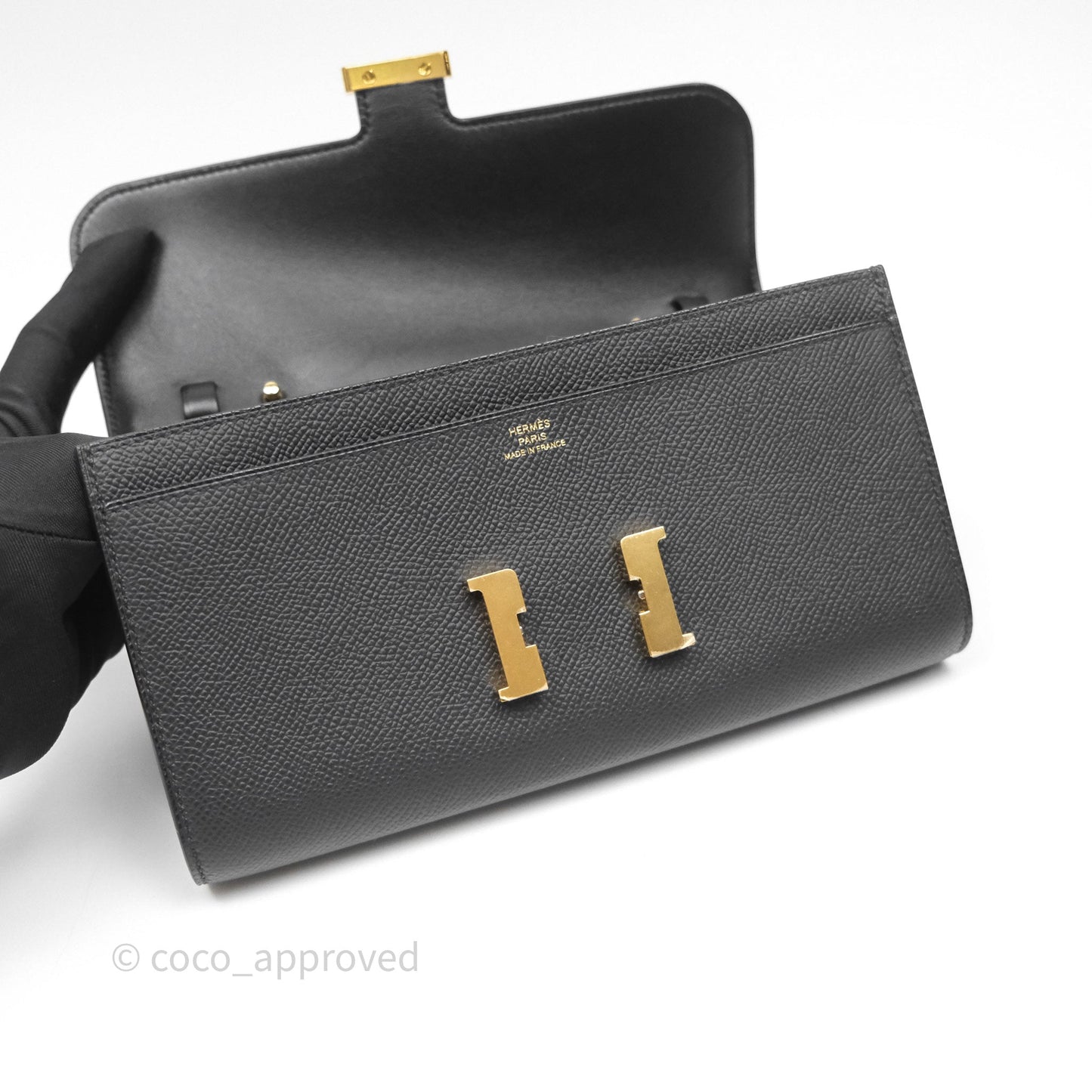 Hermès Constance Long To Go Wallet Black Noir 89 Epsom Gold Hardware
