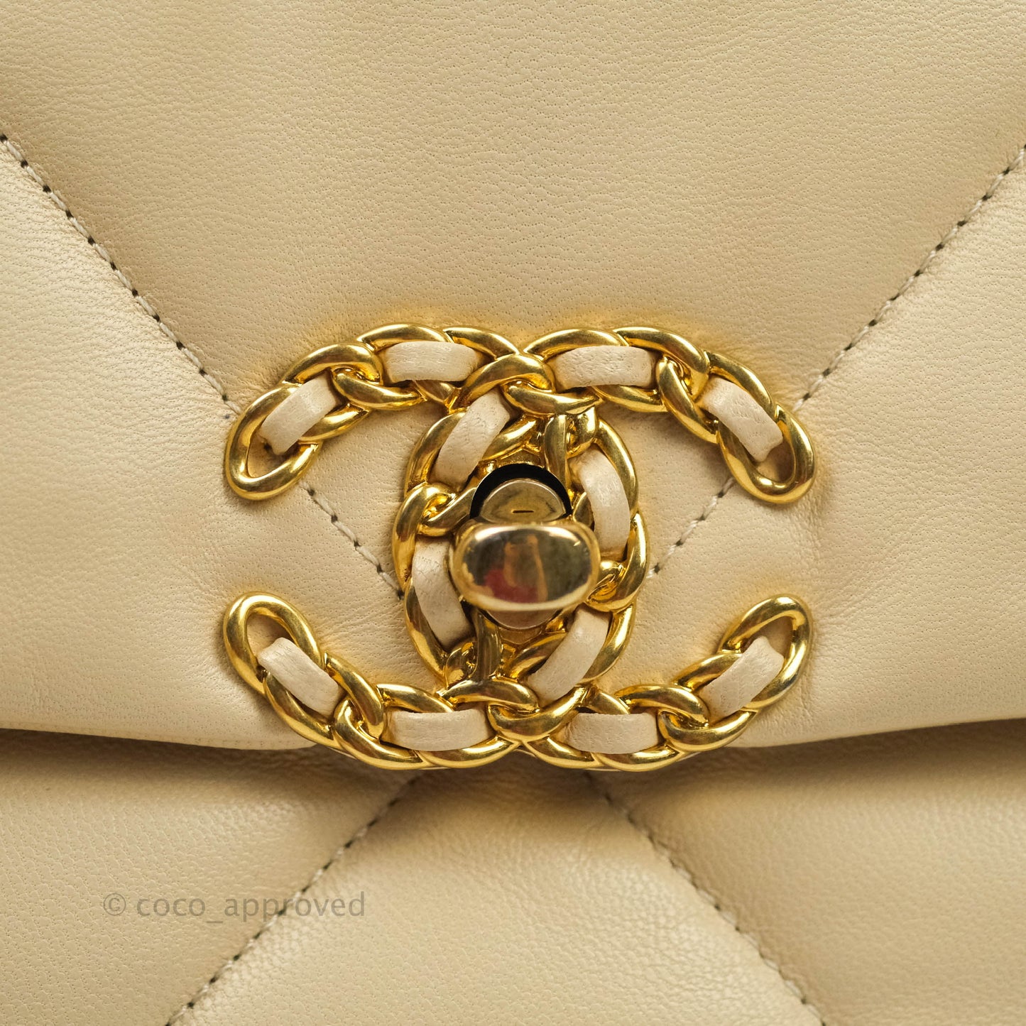 Chanel 19 Small Beige Goatskin Mixed Hardware