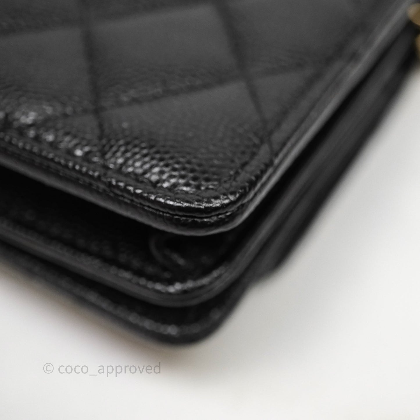 Chanel Quilted Mini Wallet on Chain WOC Black Caviar Gold Hardware