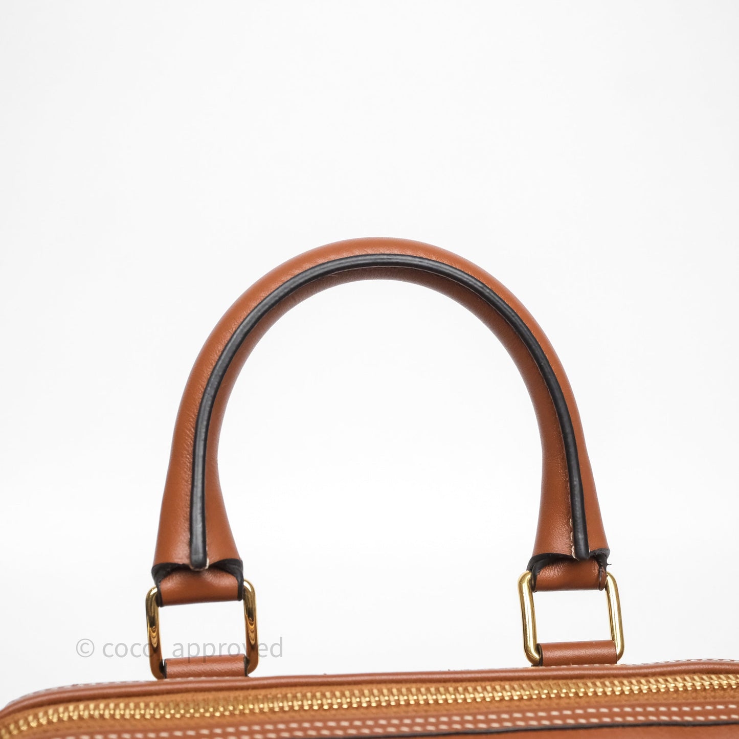 Celine Small Boston Bag Tan Calfskin Gold Hardware