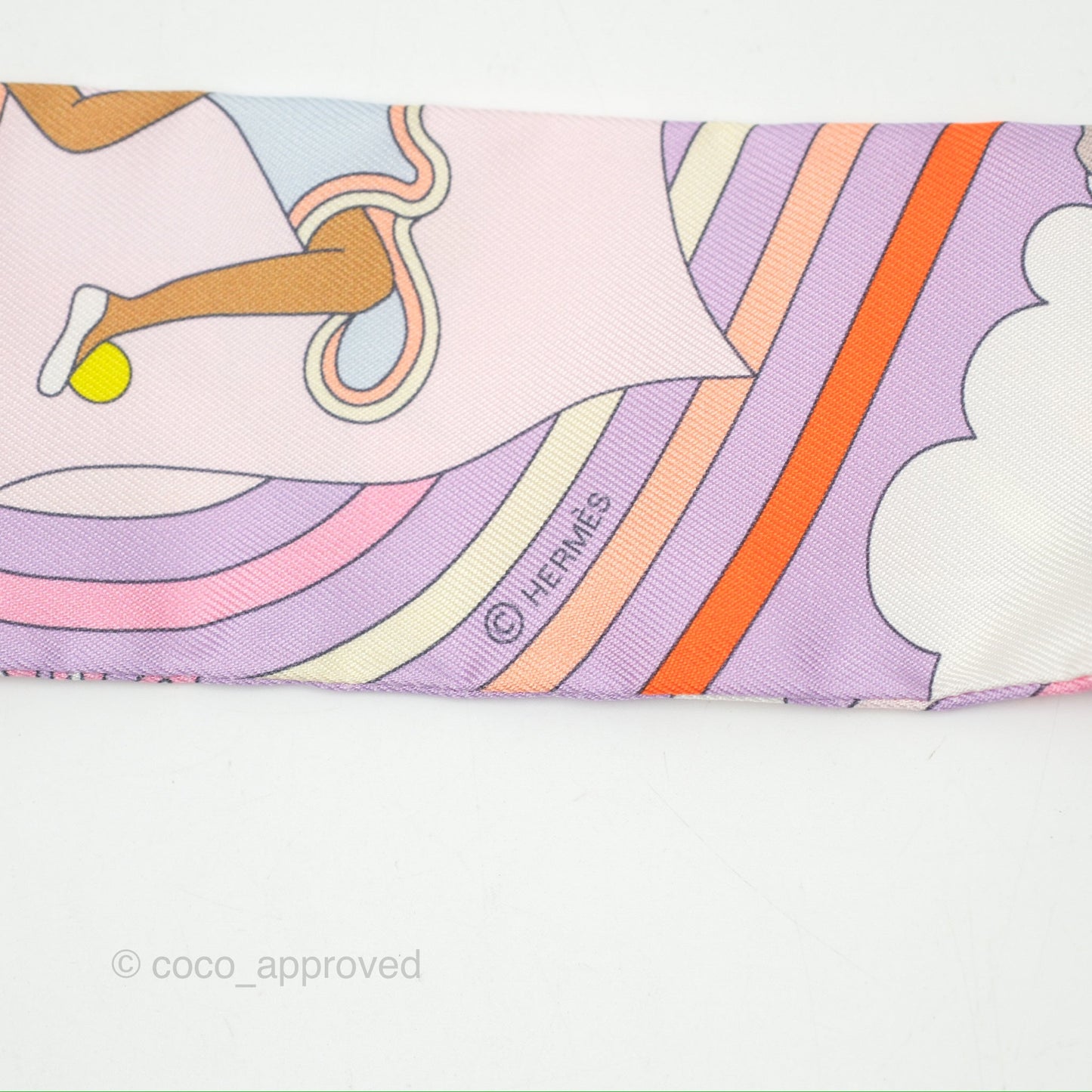 Hermes Silk Carres Volants Twilly Lilas/Rose Pâle/ Orange
