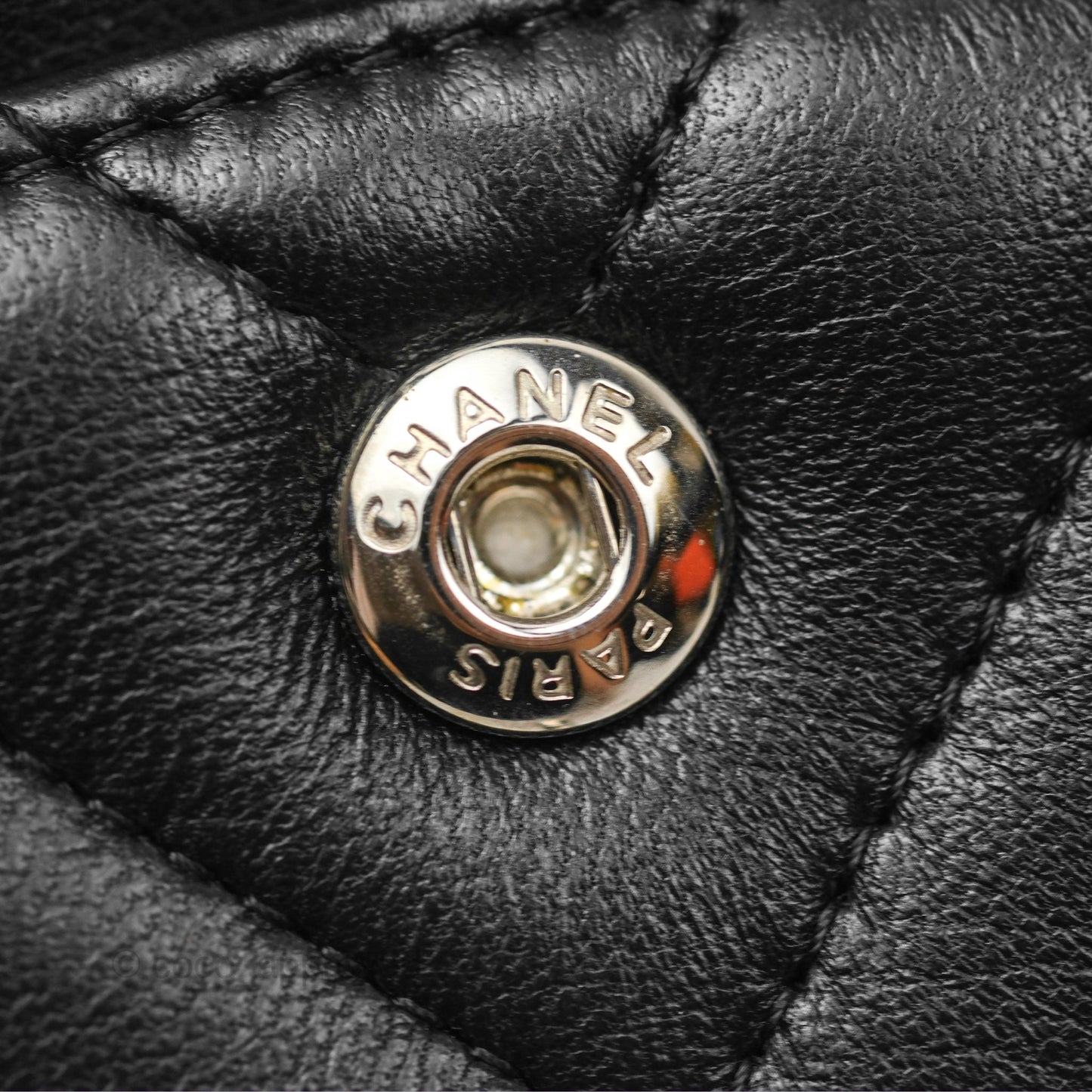 Chanel Small Classic Chevron Flap Black Lambskin Silver Hardware