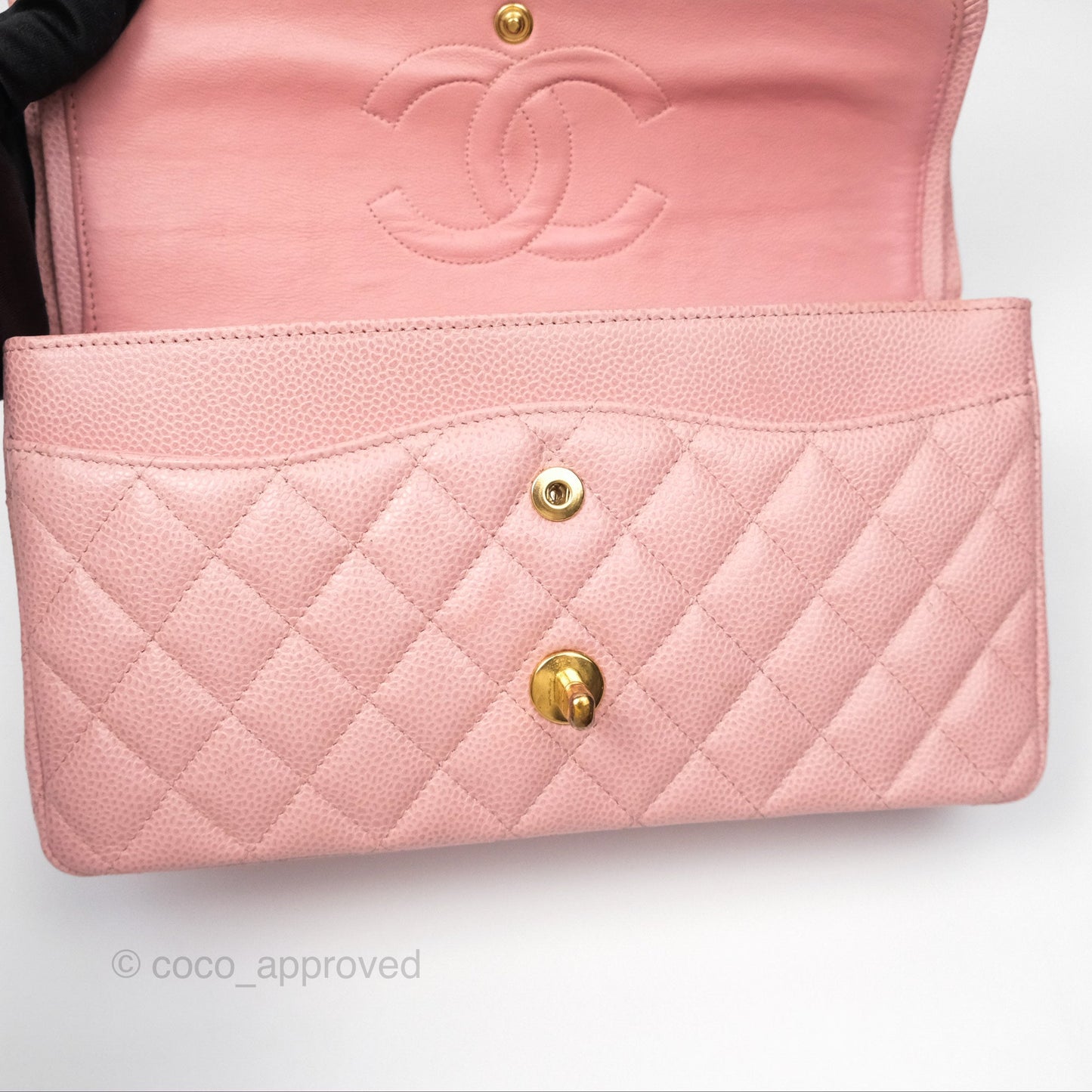 Chanel Vintage Classic M/L Medium Flap Quilted Sakura Pink Caviar 24K Gold Hardware