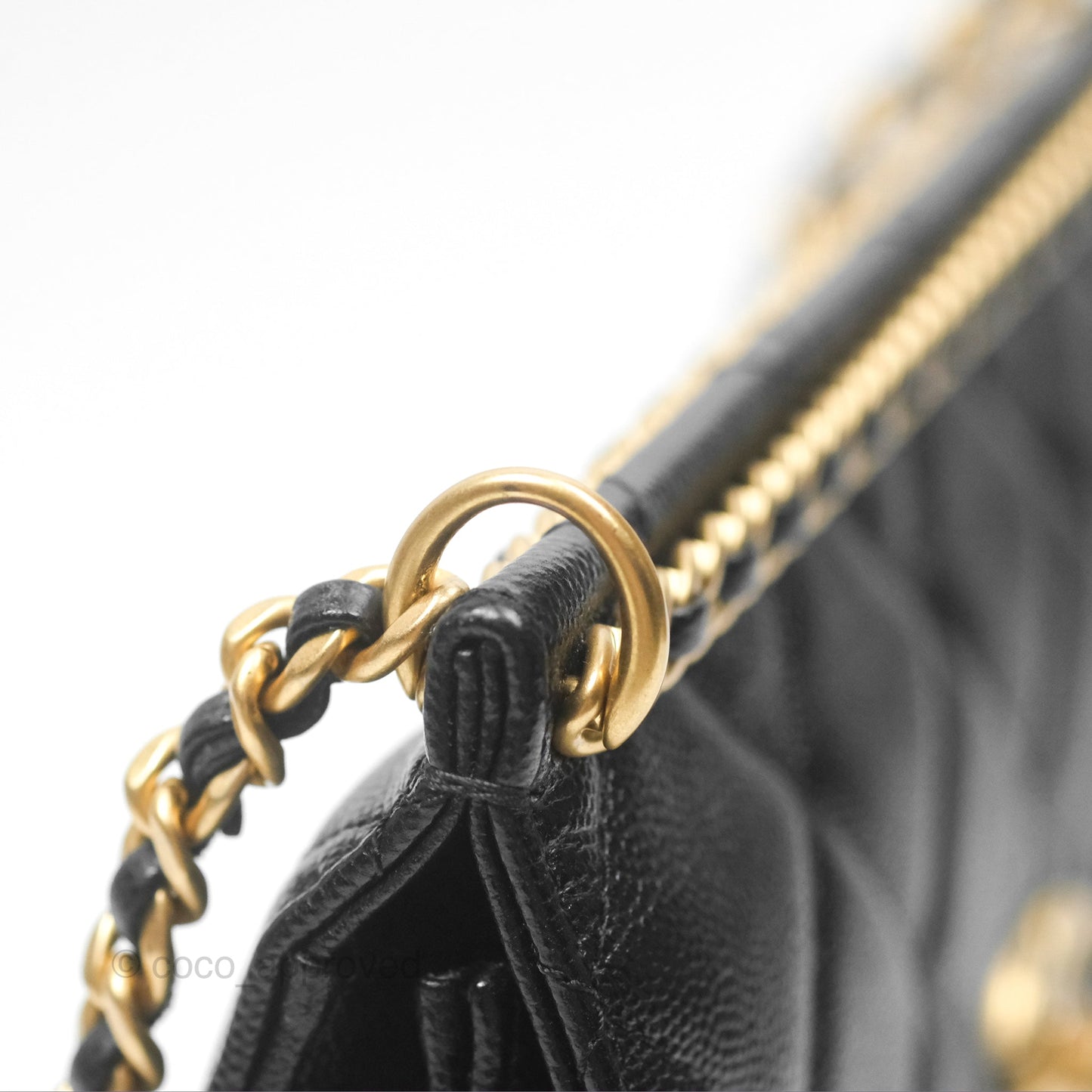 Chanel Chain Flap Bag Black Caviar Aged Gold Hardware 23A