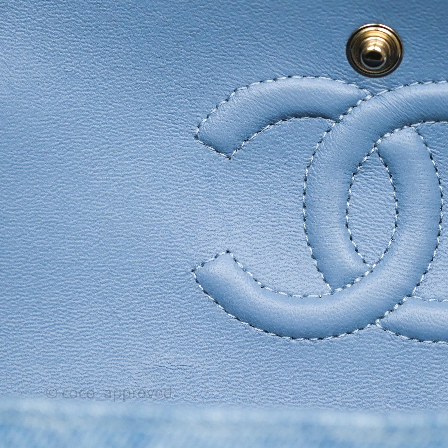 Chanel Small Double Flap Blue Printed Quilted Denim Gold Hardware