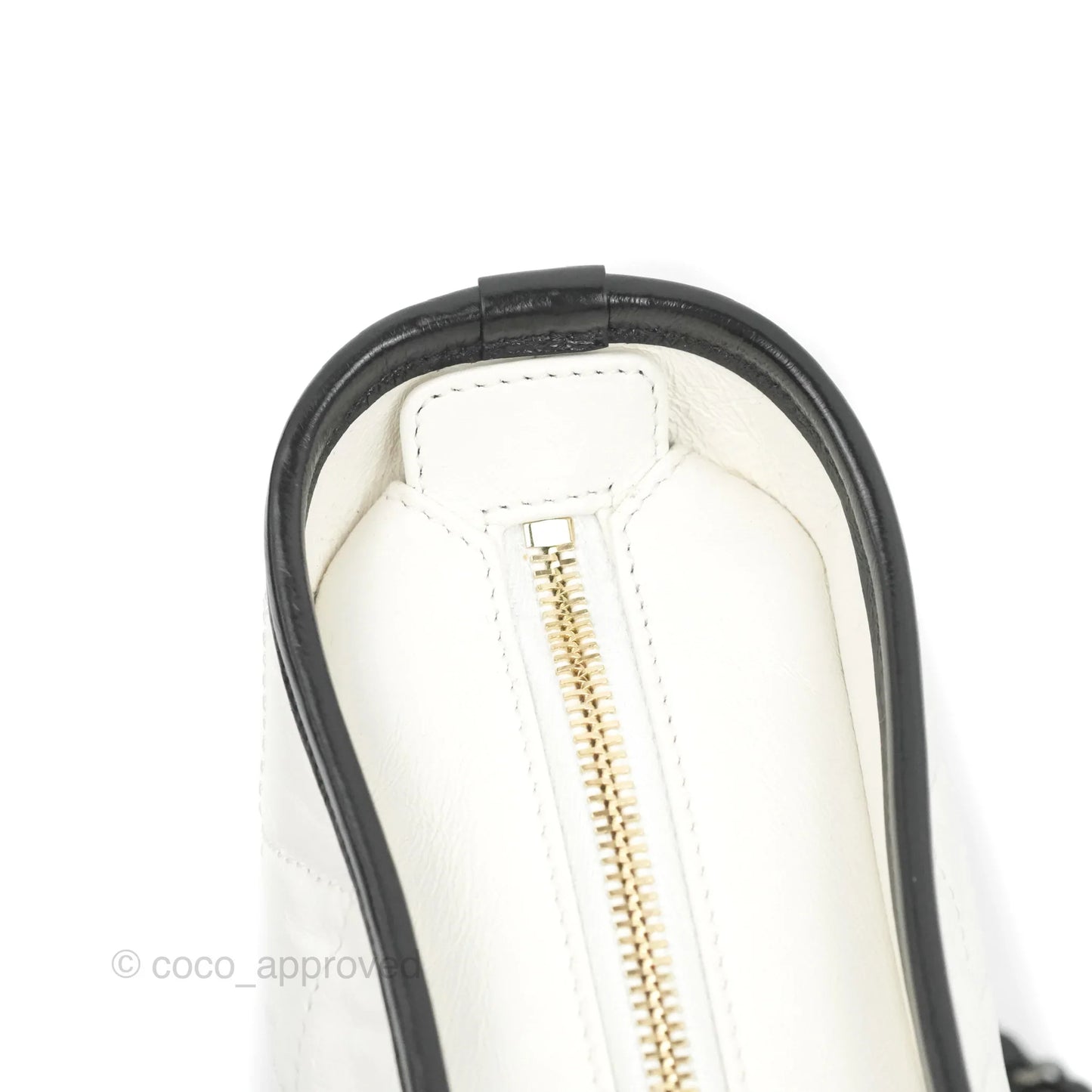 Chanel Quilted Small Gabrielle Hobo White Black Calfskin Mixed Hardware