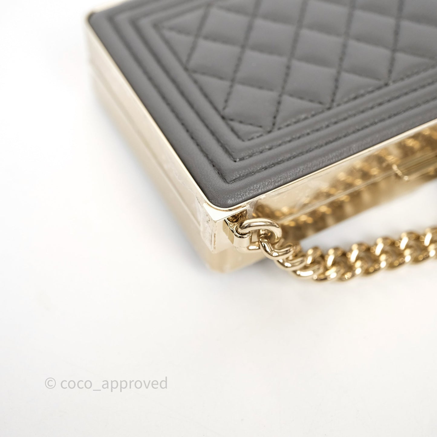 Chanel Grey Boy Mini Clutch Lambskin Gold Hardware