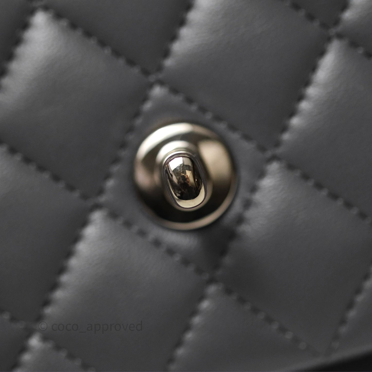 Chanel Top Handle Mini Rectangular Flap Grey Lambskin Gold Hardware