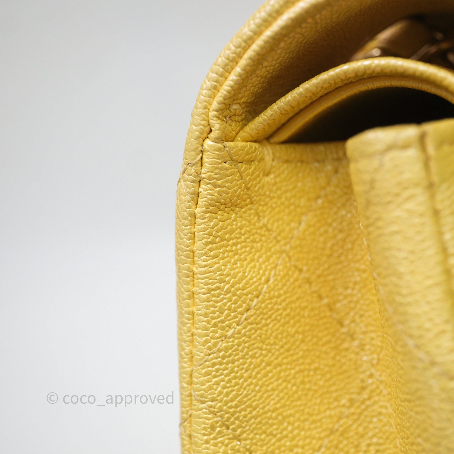 Chanel Classic M/L Medium Flap Quilted Iridescent Yellow Caviar Gold Hardware