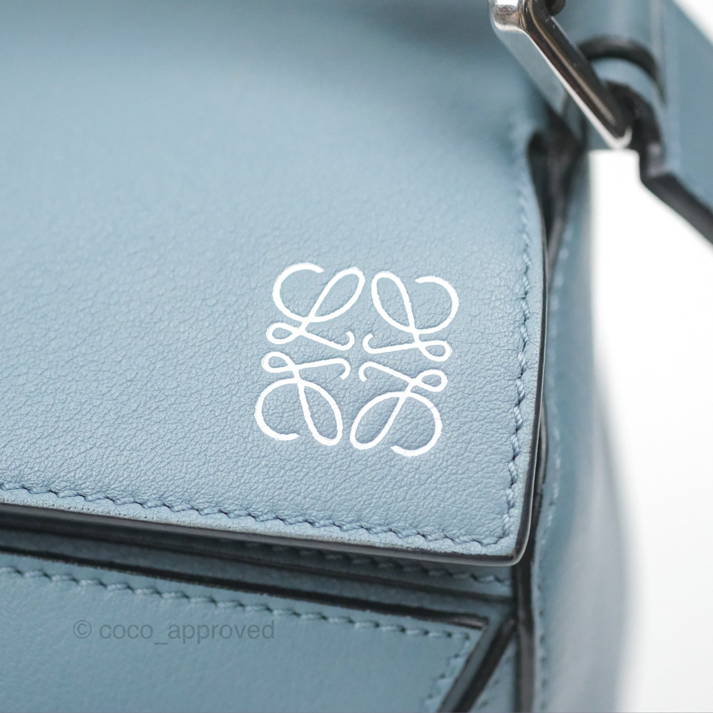 Loewe Small Puzzle Bag Stone Blue Calfskin Gold Hardware