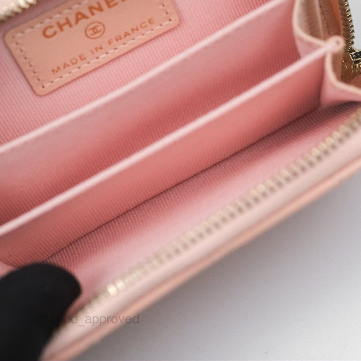 Chanel Classic Zipped Coin Purse Pink Caviar Gold Hardware