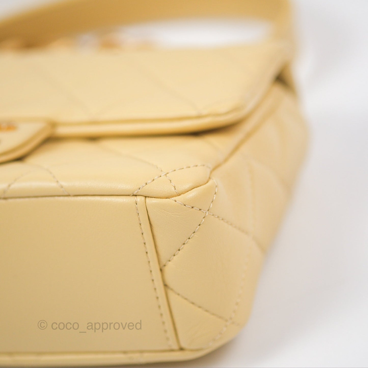 Chanel Small Flap Bag with Chain Strap Yellow Lambskin Aged Gold Hardware