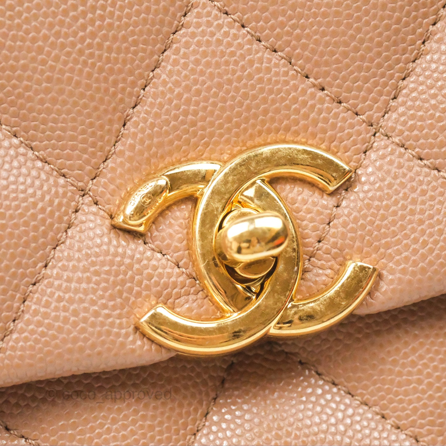 Chanel Coco First Dark Beige Flap Bag Caviar Gold Hardware 22K