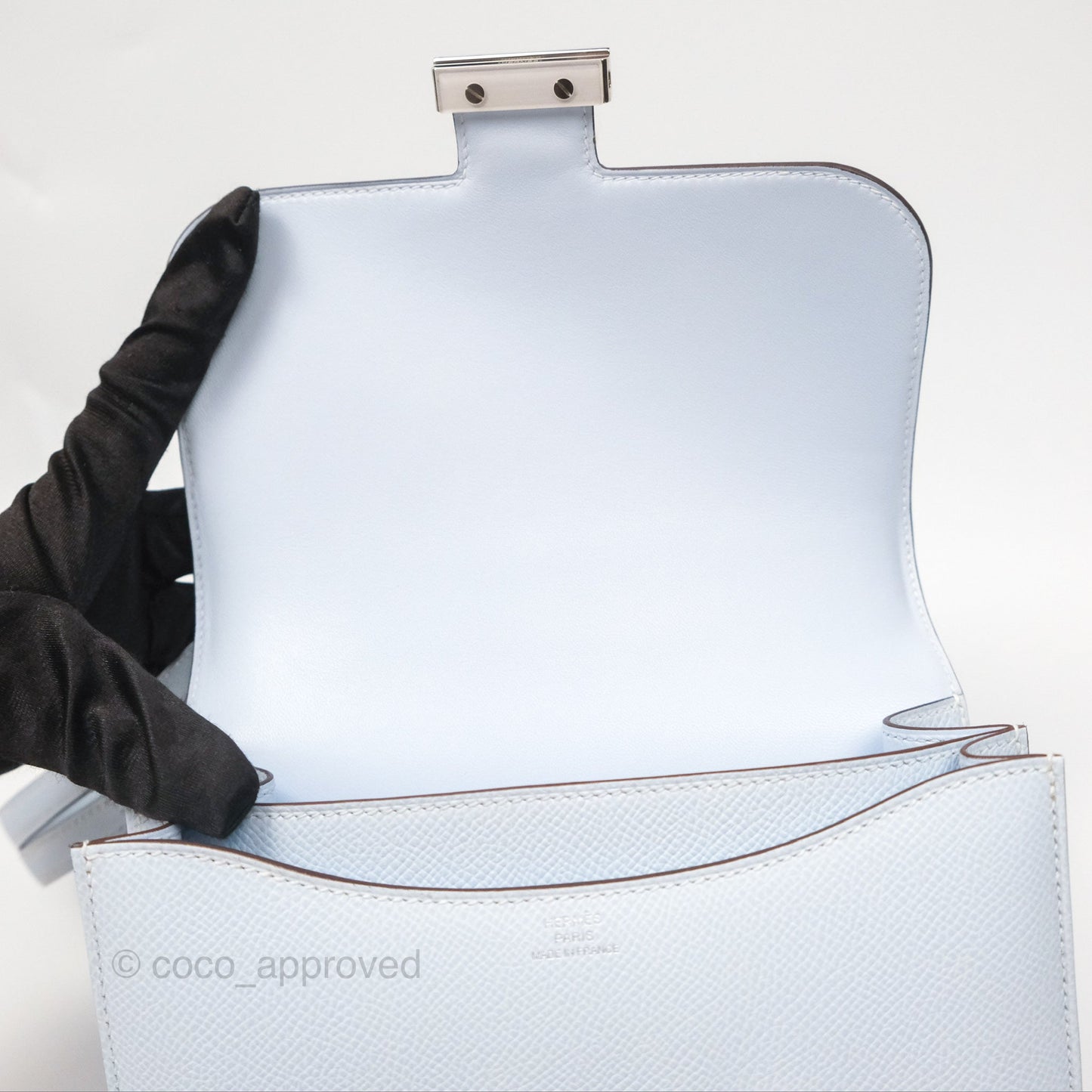 Hermès Constance Mini 18cm Blue Brume Epsom Palladium Hardware