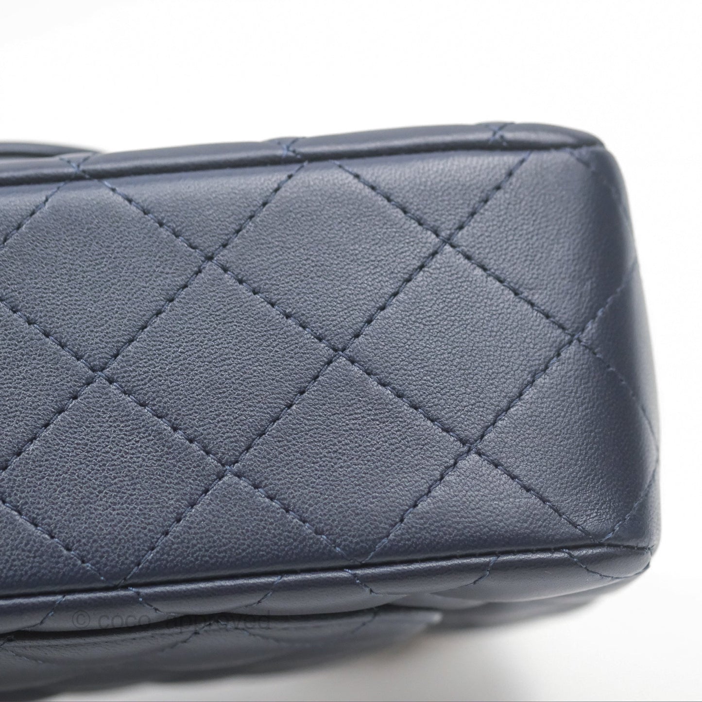 Chanel Top Handle Mini Rectangular Flap Bag Navy Lambskin Gold Hardware