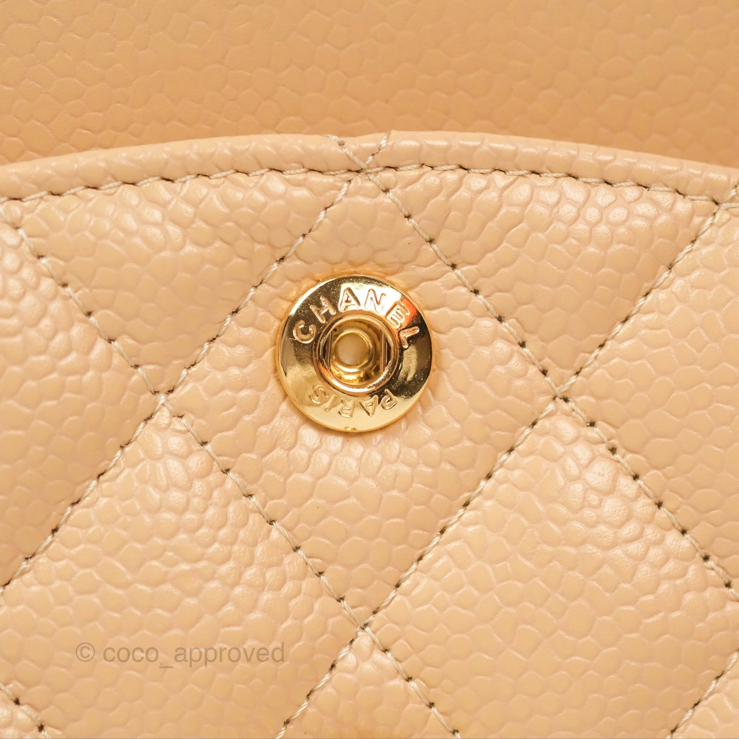 Chanel Small Quilted Classic Flap Beige Caviar Gold Hardware