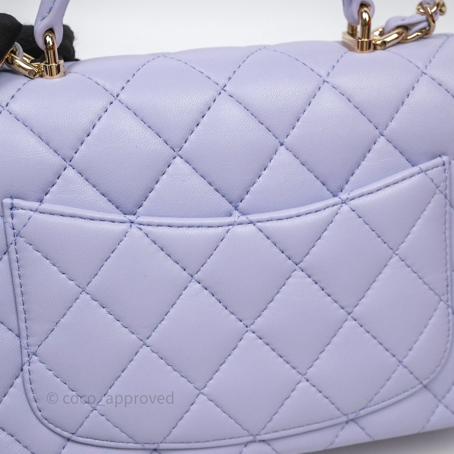 Chanel Top Handle Mini Rectangular Flap Bag Lilac Lambskin Gold Hardware
