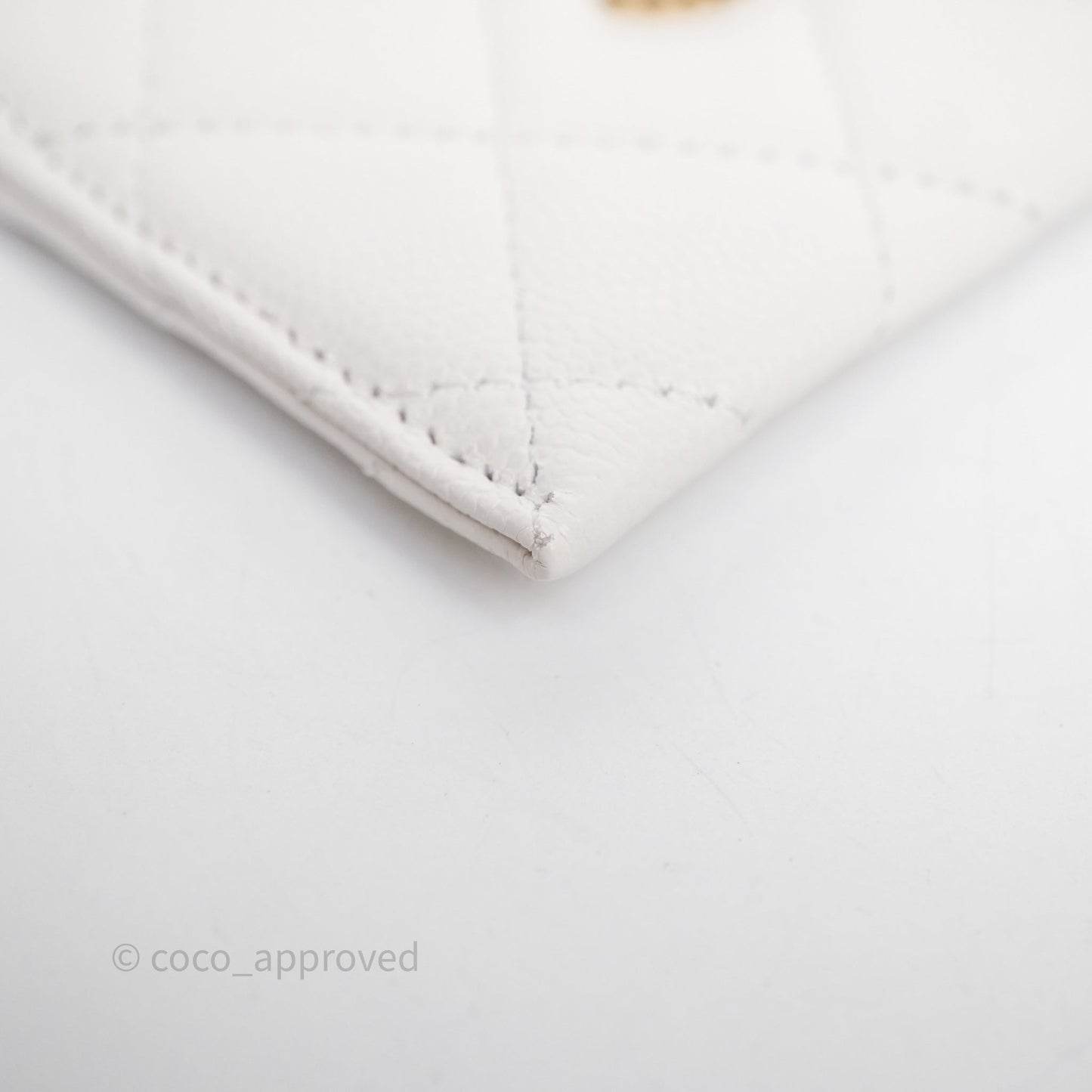 Chanel Crystal CC Quilted Flat Card Holder White Caviar