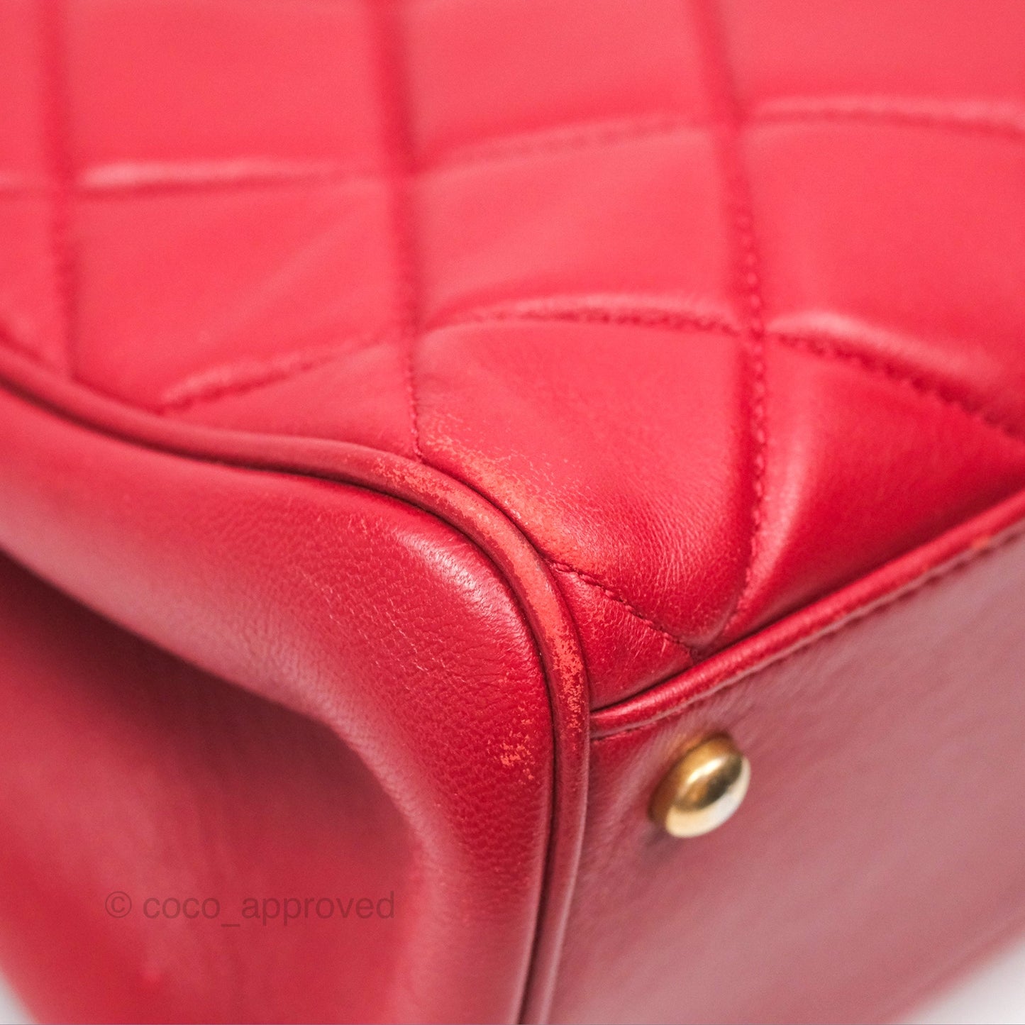 Chanel Tote Bag Red Lambskin Aged Gold Hardware