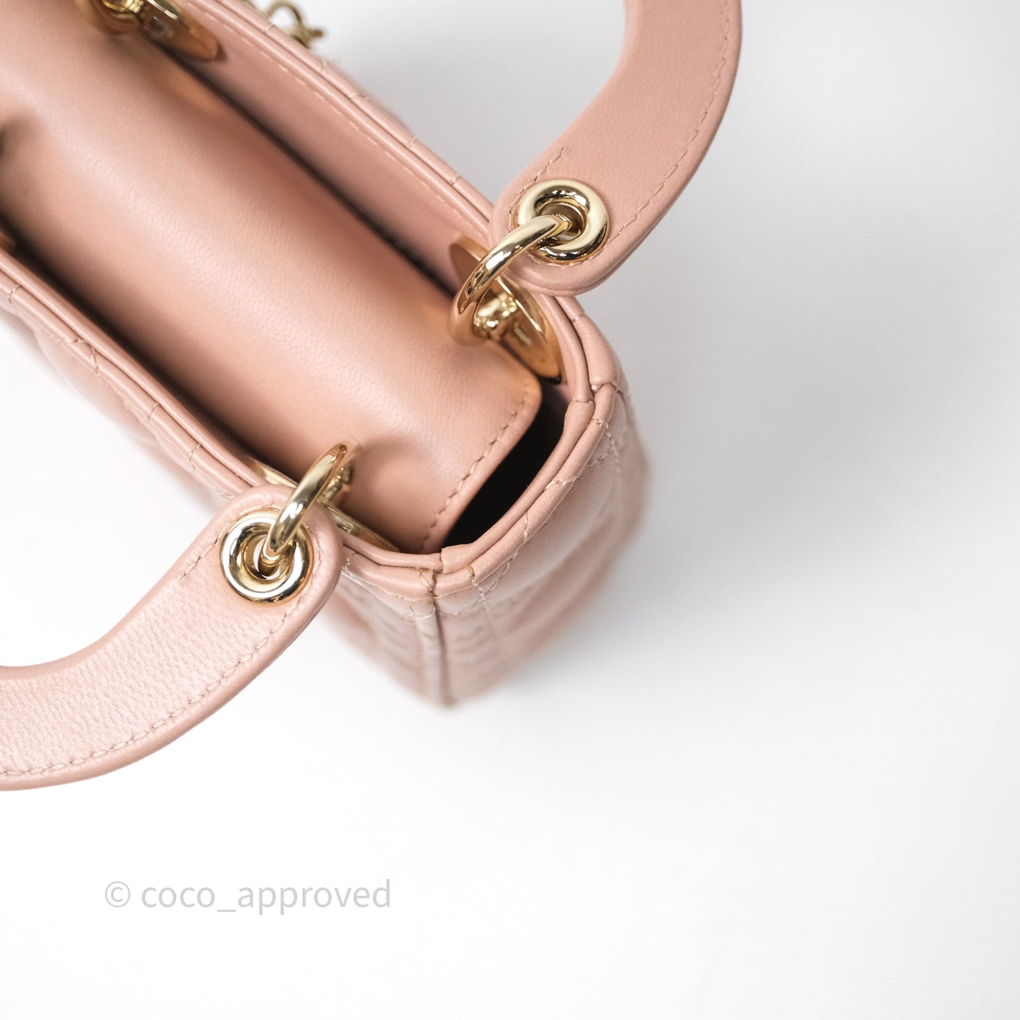 Christian Dior Micro Lady Dior Pink Beige Cannage Calfskin Gold Hardware