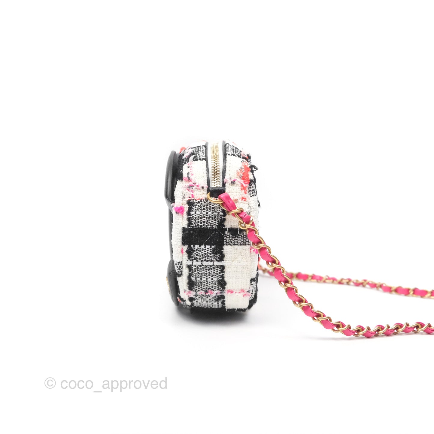Chanel Coco Midnight Camera Case Black White Pink Tweed 20S
