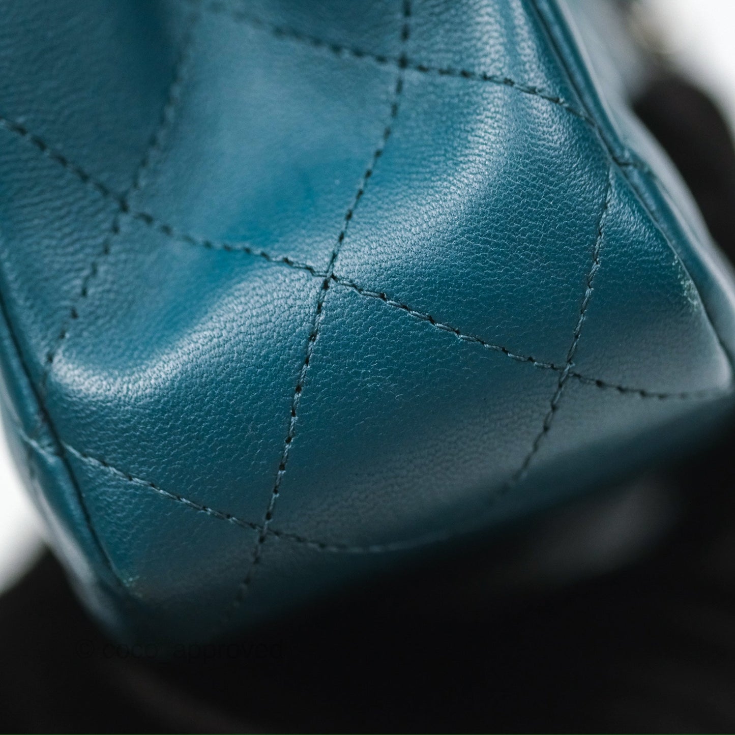 Chanel Classic M/L Medium Flap Quilted Teal Lambskin Silver Hardware