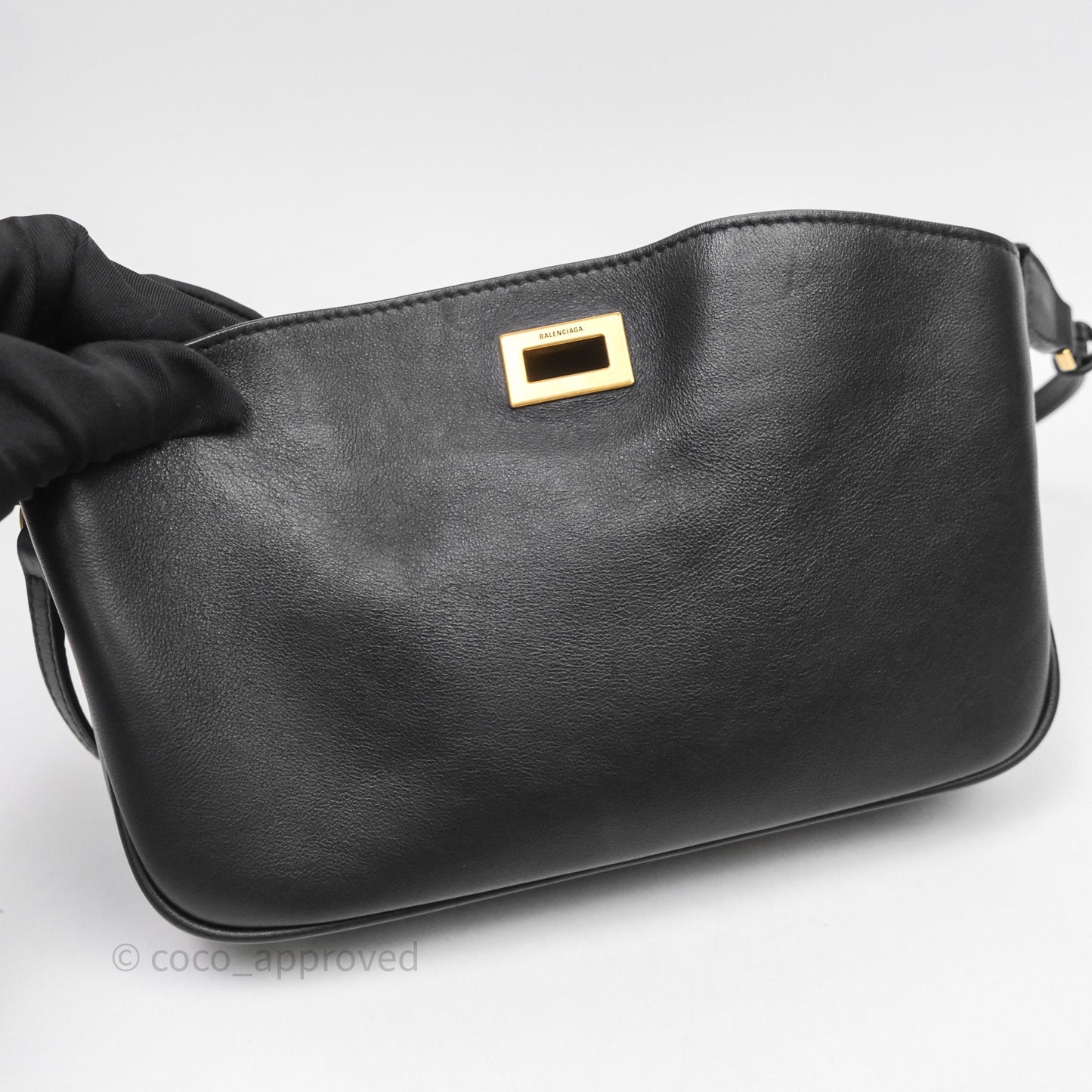 Balenciaga Rodeo Sling Pochette Leather Shoulder Bag Black Calfskin
