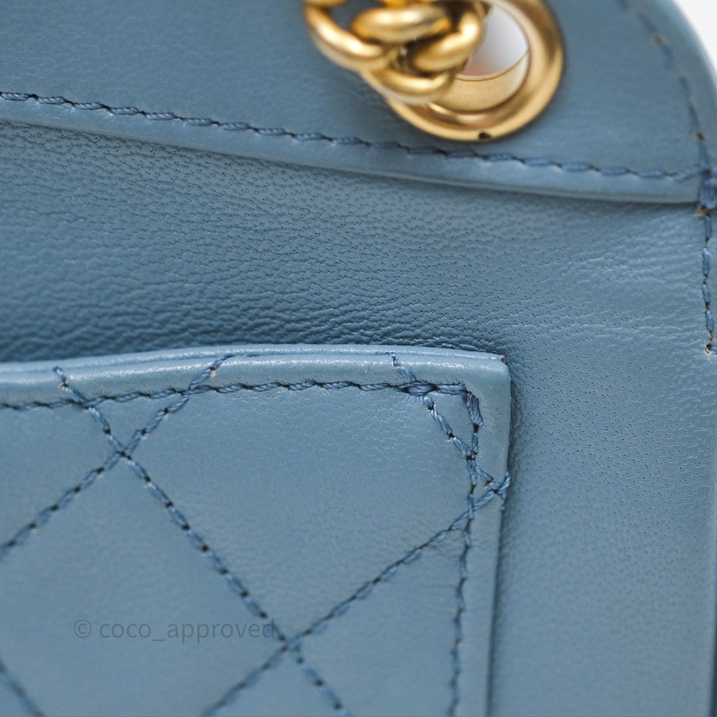 Chanel Curved Flap Bag Blue Lambskin Aged Gold Hardware