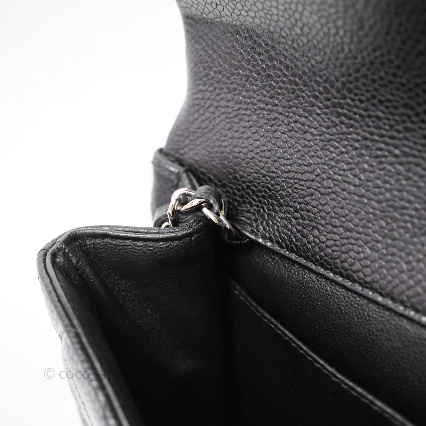 Chanel Quilted Clutch with Chain Black Caviar Silver Hardware