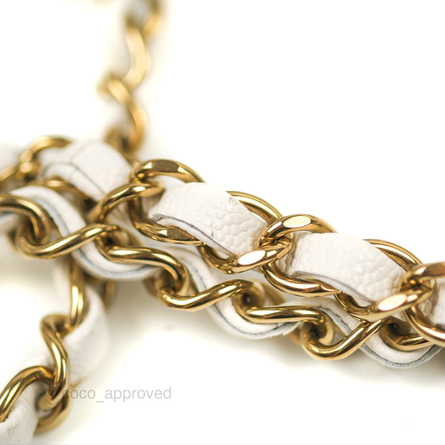 Chanel Classic M/L Medium Flap Quilted White Caviar Gold Hardware