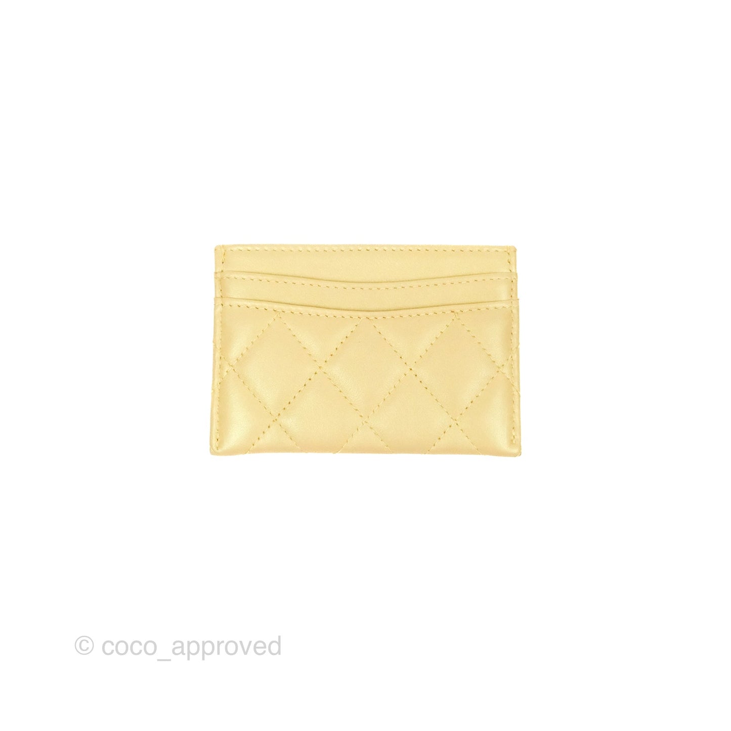 Chanel Classic Flat Card Holder Iridescent Yellow Lambskin Gold Hardware