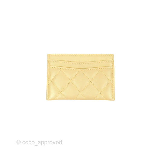 Chanel Classic Flat Card Holder Iridescent Yellow Lambskin Gold Hardware