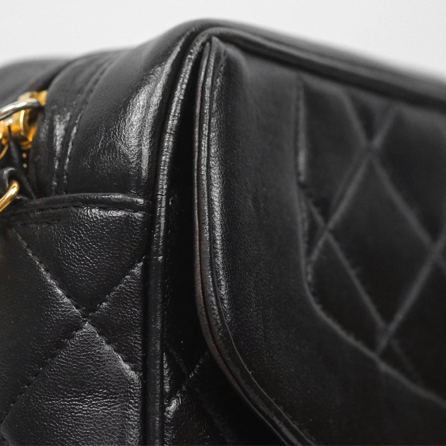 Chanel Vintage Diana Fringe Camera Bag Black Lambskin 24K Gold Hardware