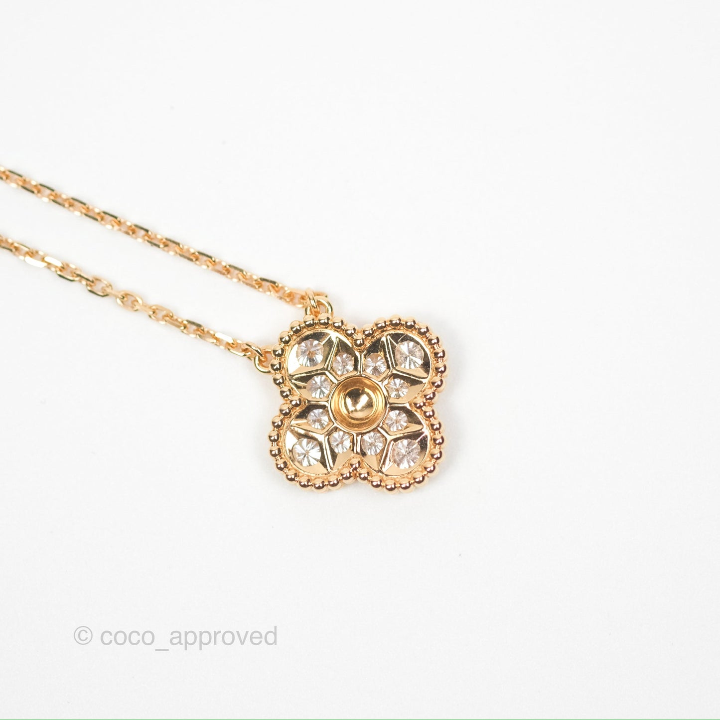 Van Cleef & Arpels Vintage Alhambra Pendant Diamonds Rose Gold