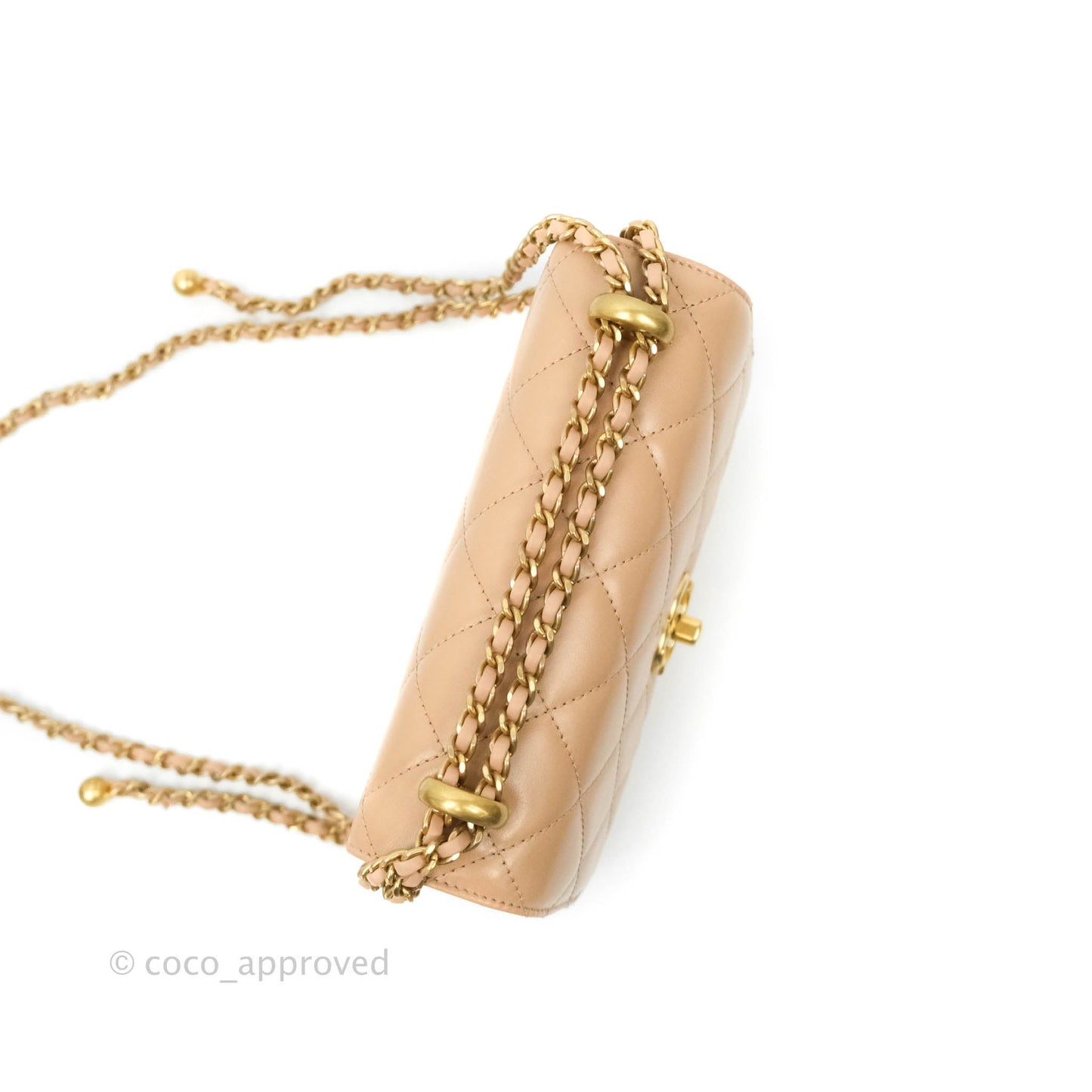 Chanel Quilted Mini Perfect Fit Adjustable Beige Calfskin Gold Hardware 21A