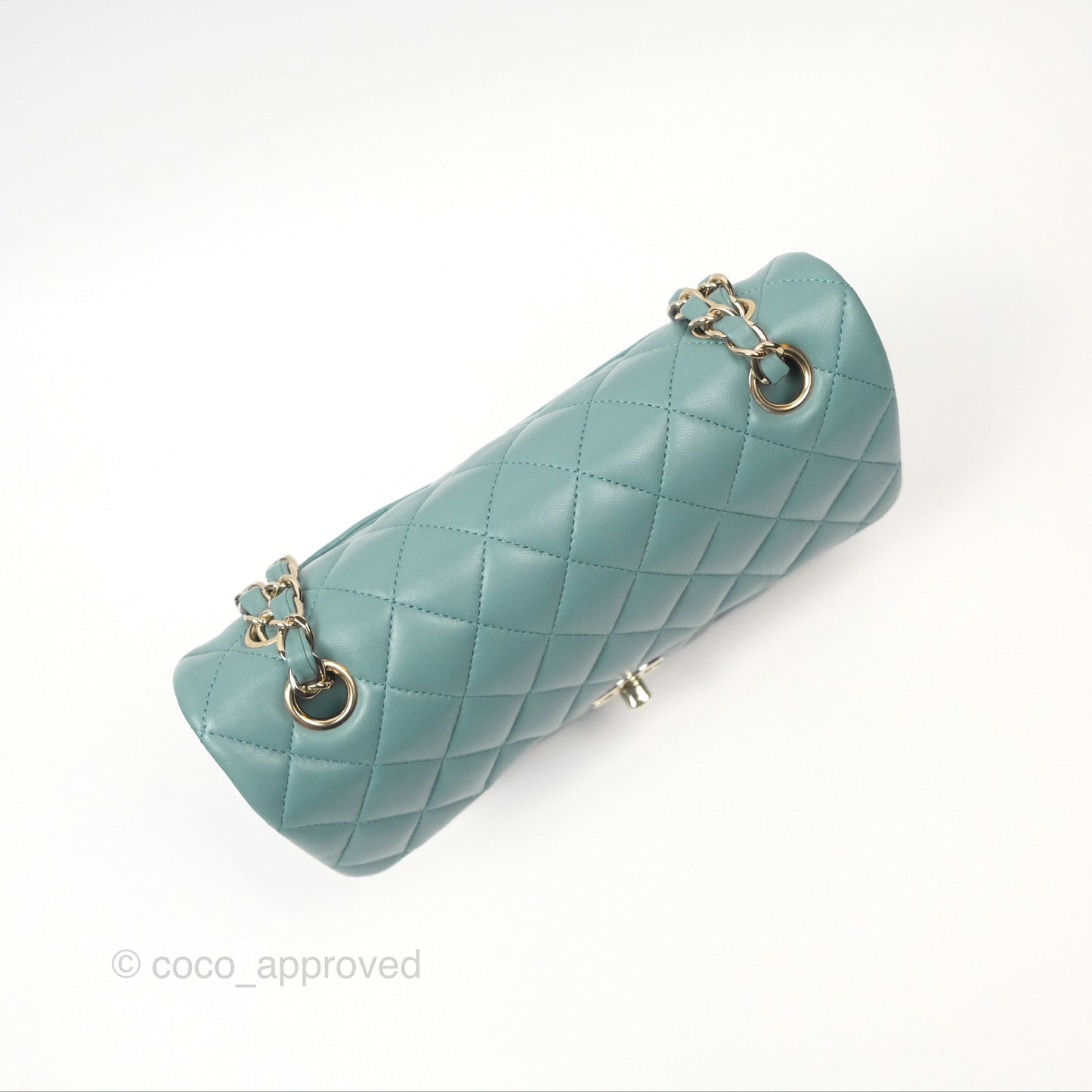 Chanel Small Quilted Classic Flap Dark Tiffany Green Lambskin Gold Hardware