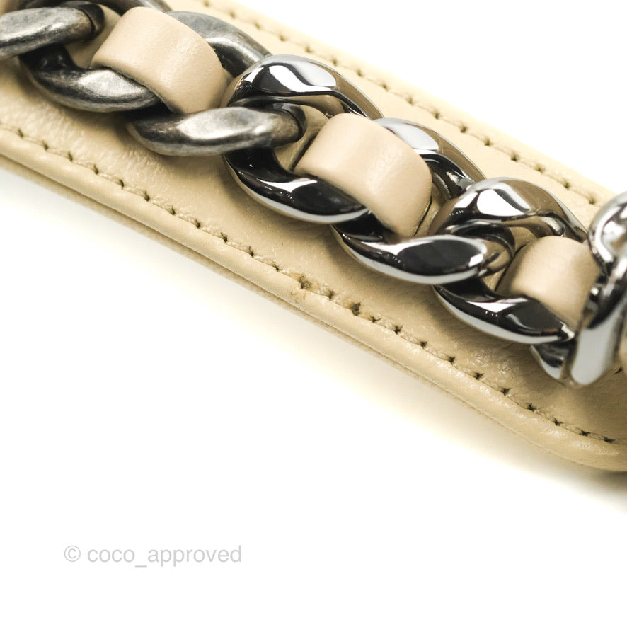 Chanel 19 Small Beige Goatskin Mixed Hardware