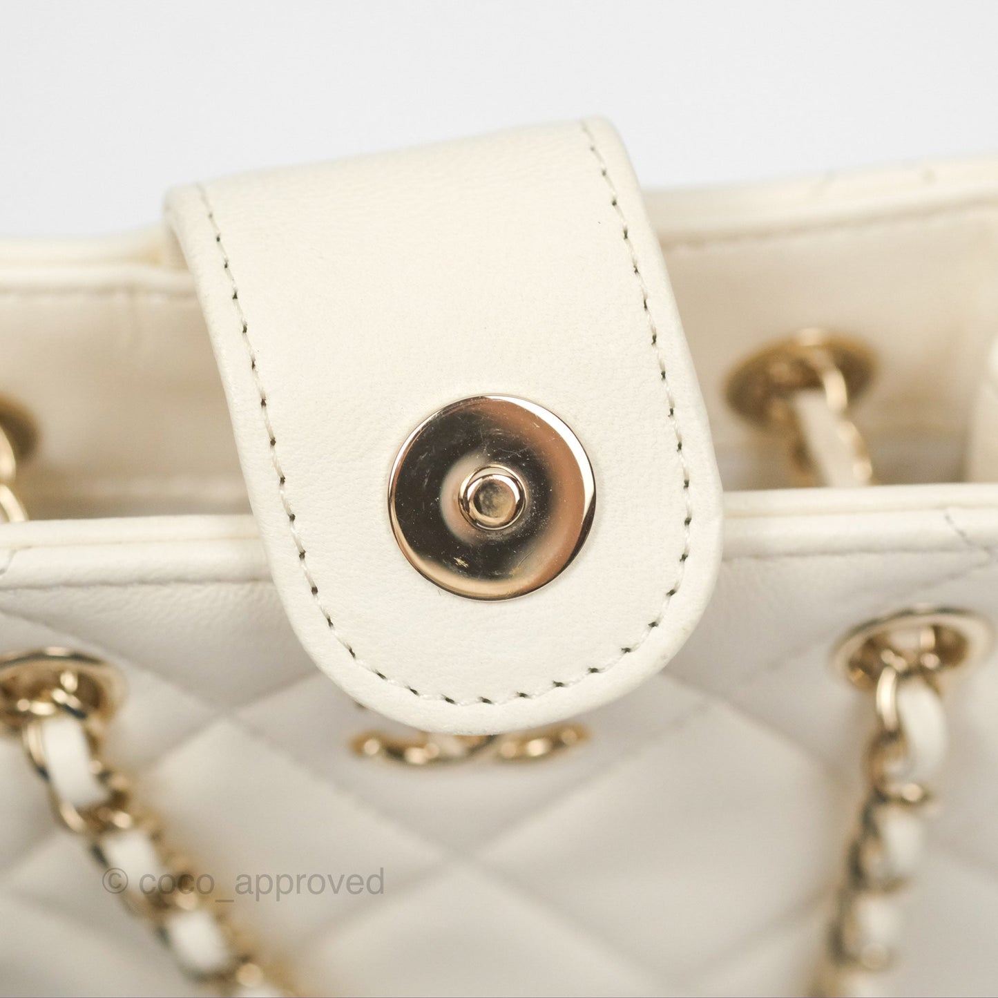 Chanel Mini Square Clutch with Chain Ivory Lambskin Gold Hardware 22C
